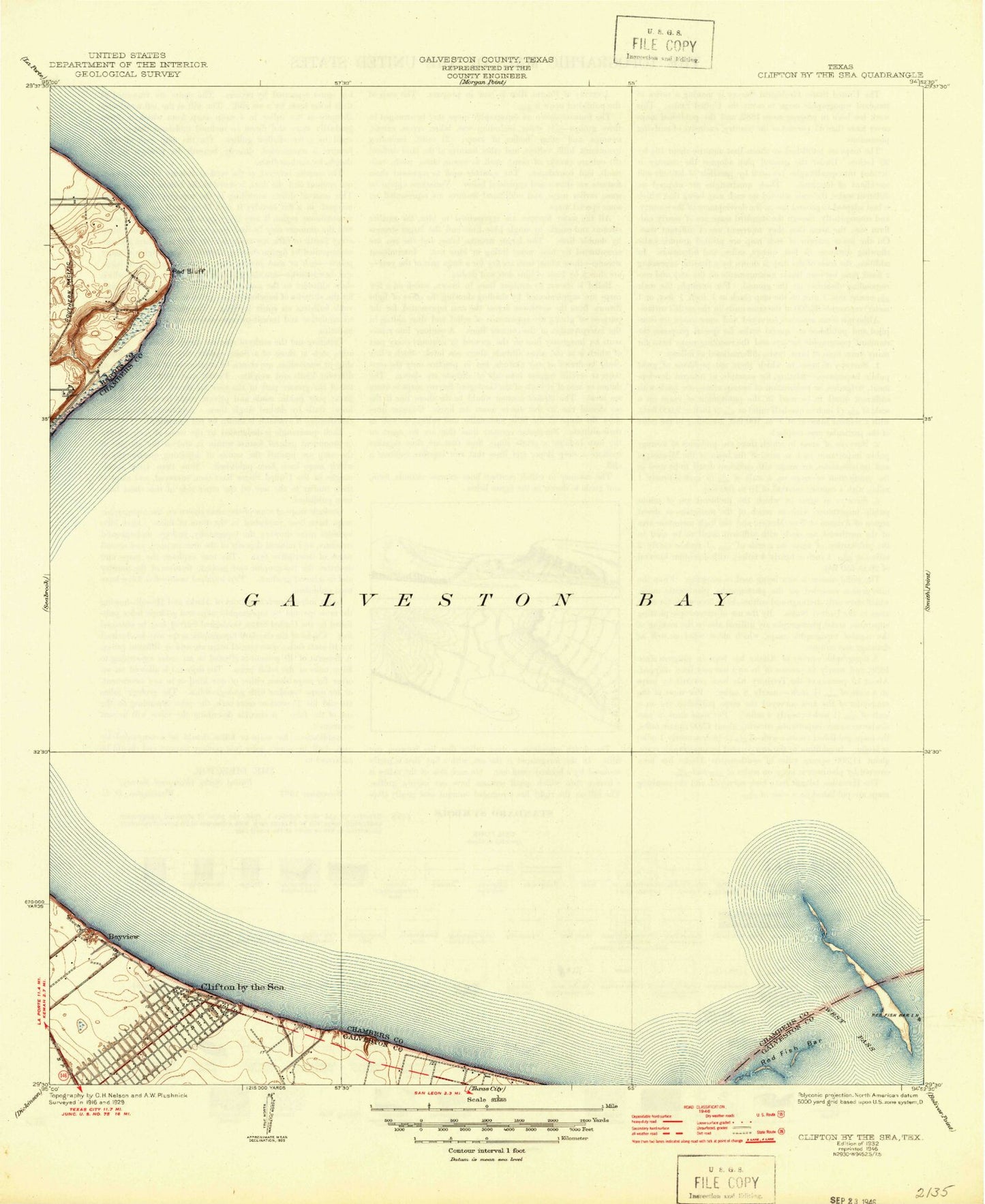 Classic USGS Bacliff Texas 7.5'x7.5' Topo Map Image