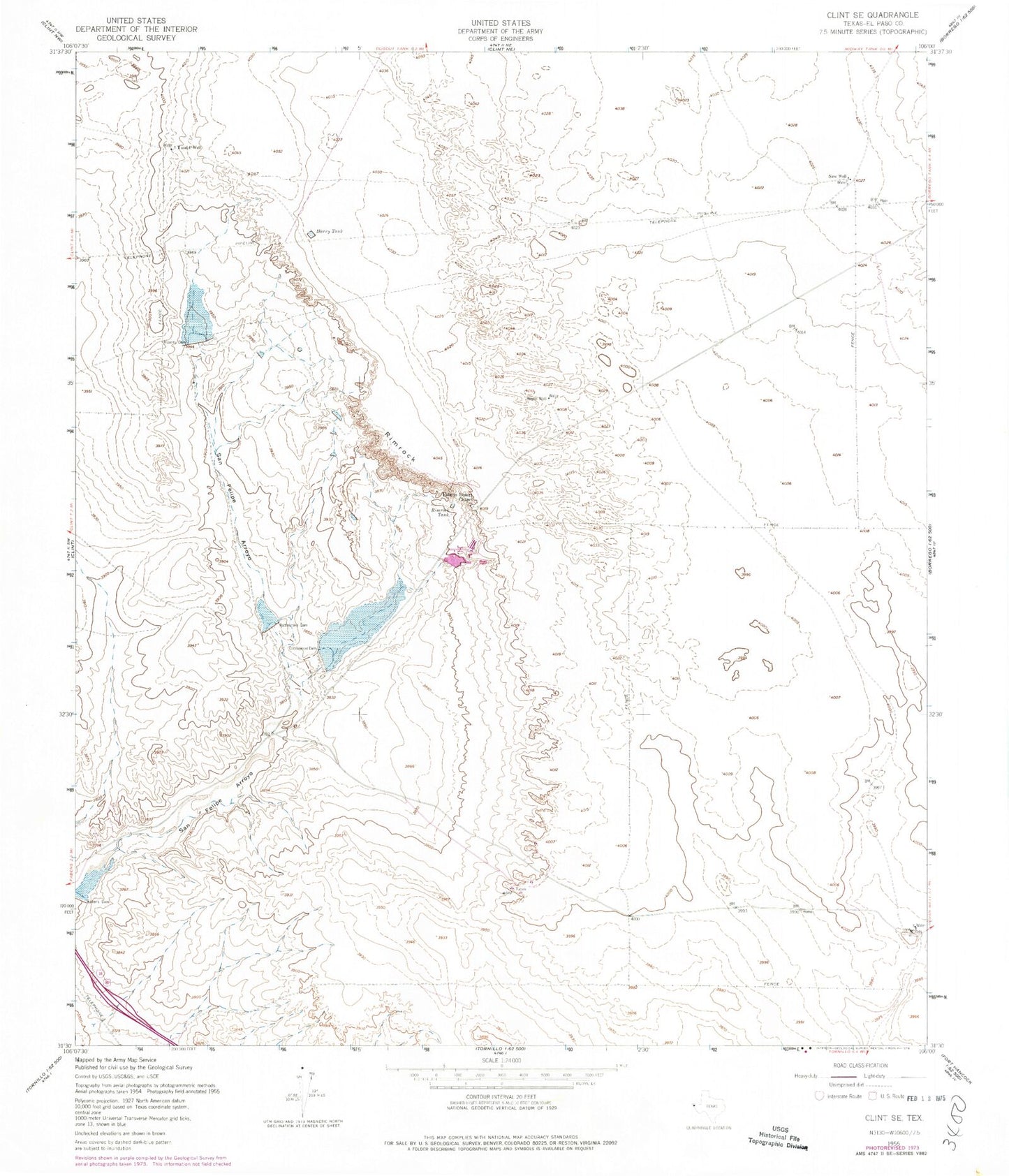 Classic USGS Clint SE Texas 7.5'x7.5' Topo Map Image