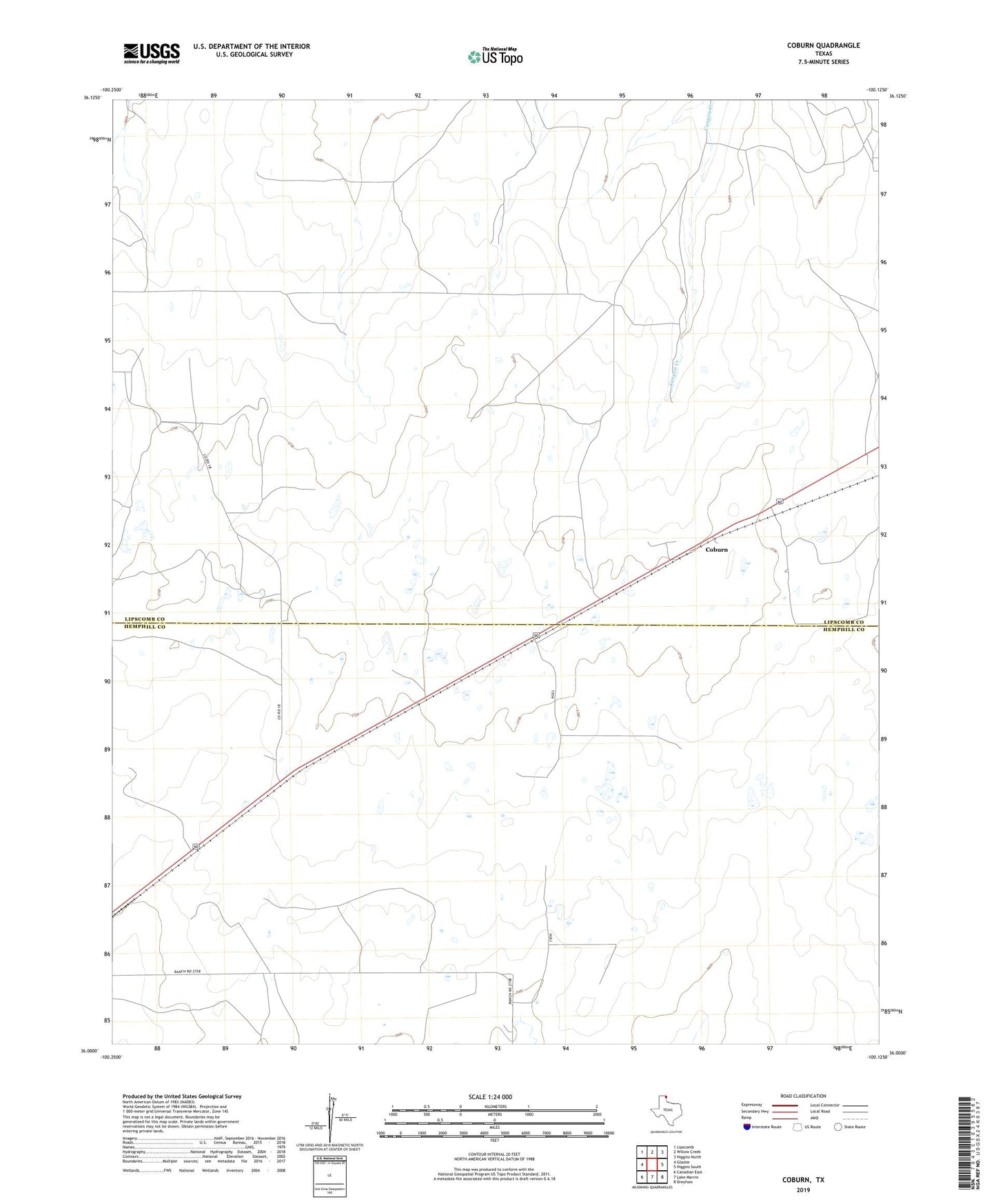 Coburn Texas US Topo Map Image