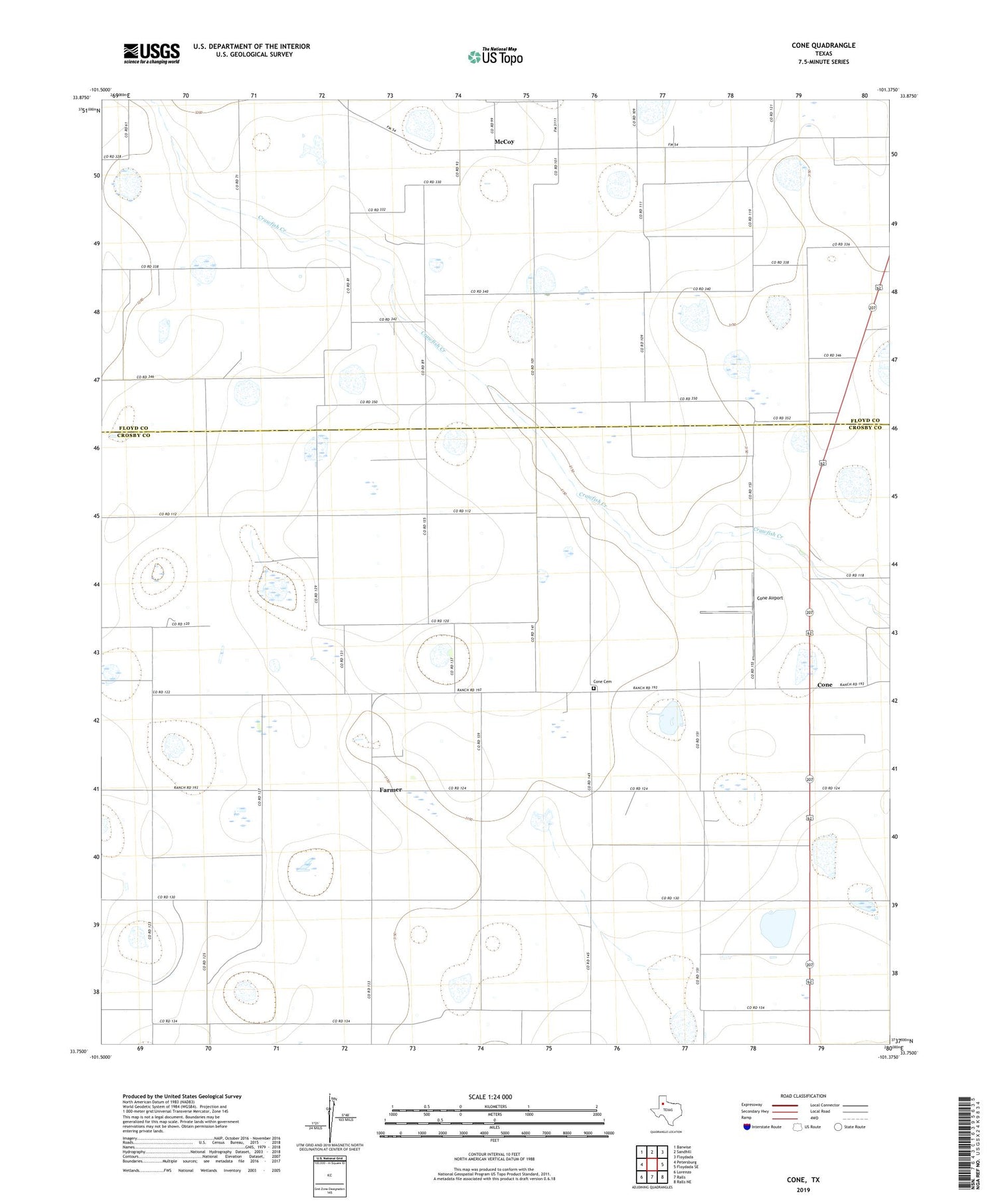Cone Texas US Topo Map Image