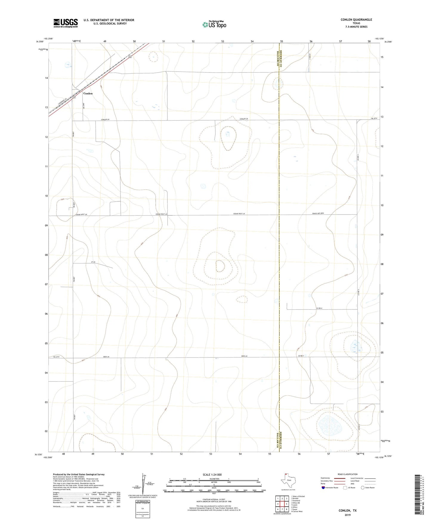 Conlen Texas US Topo Map Image