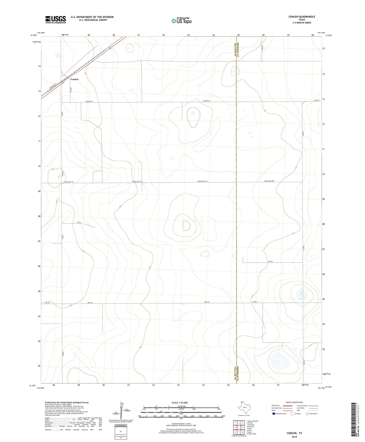 Conlen Texas US Topo Map Image