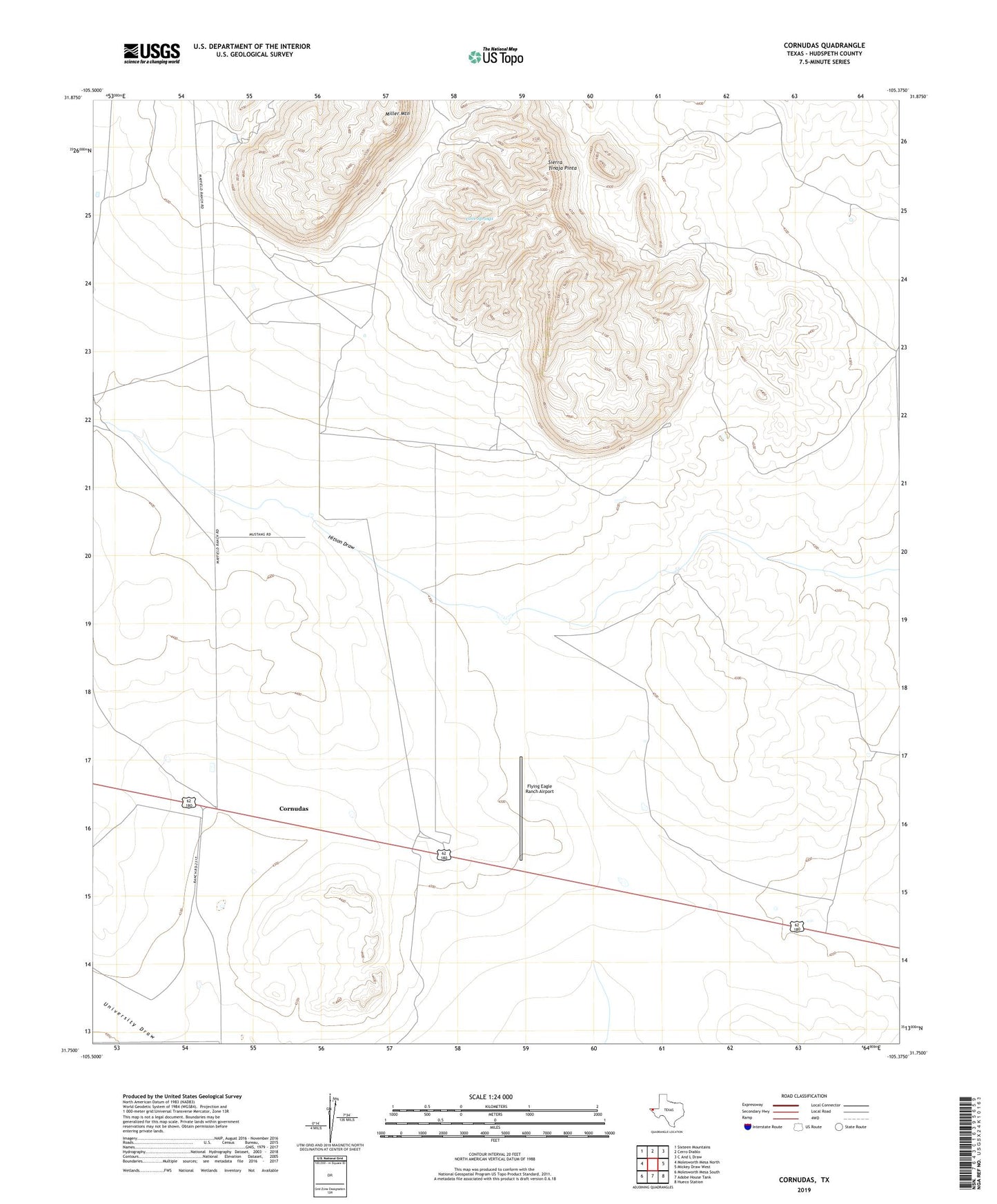 Cornudas Texas US Topo Map Image