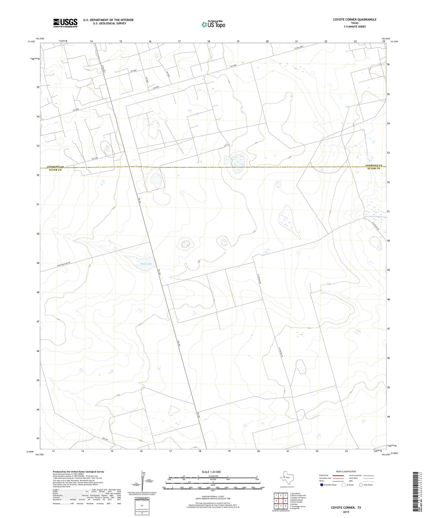 Coyote Corner Texas US Topo Map Image