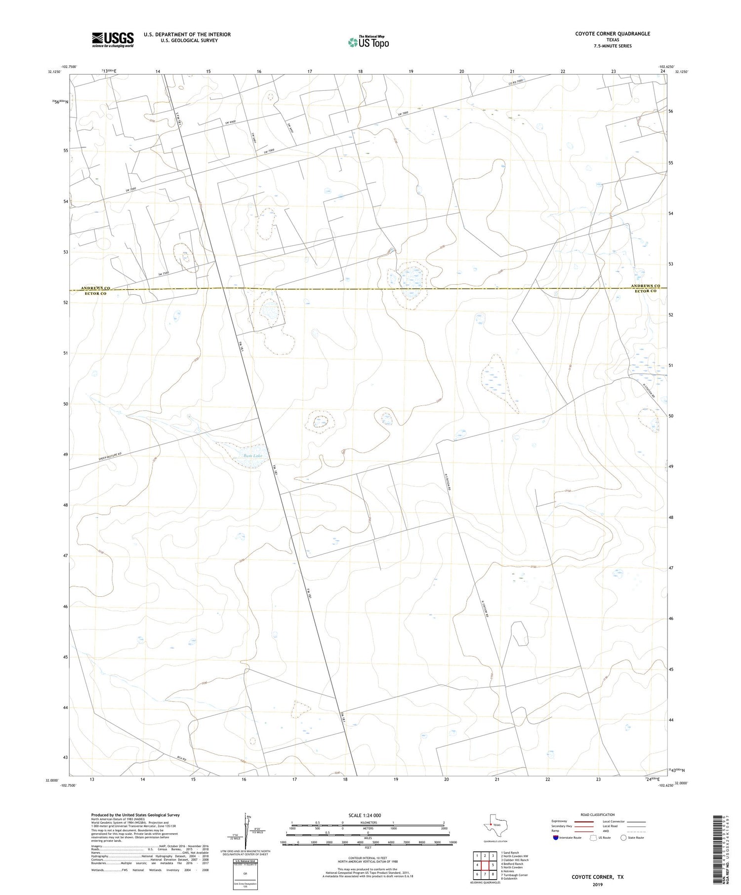 Coyote Corner Texas US Topo Map Image