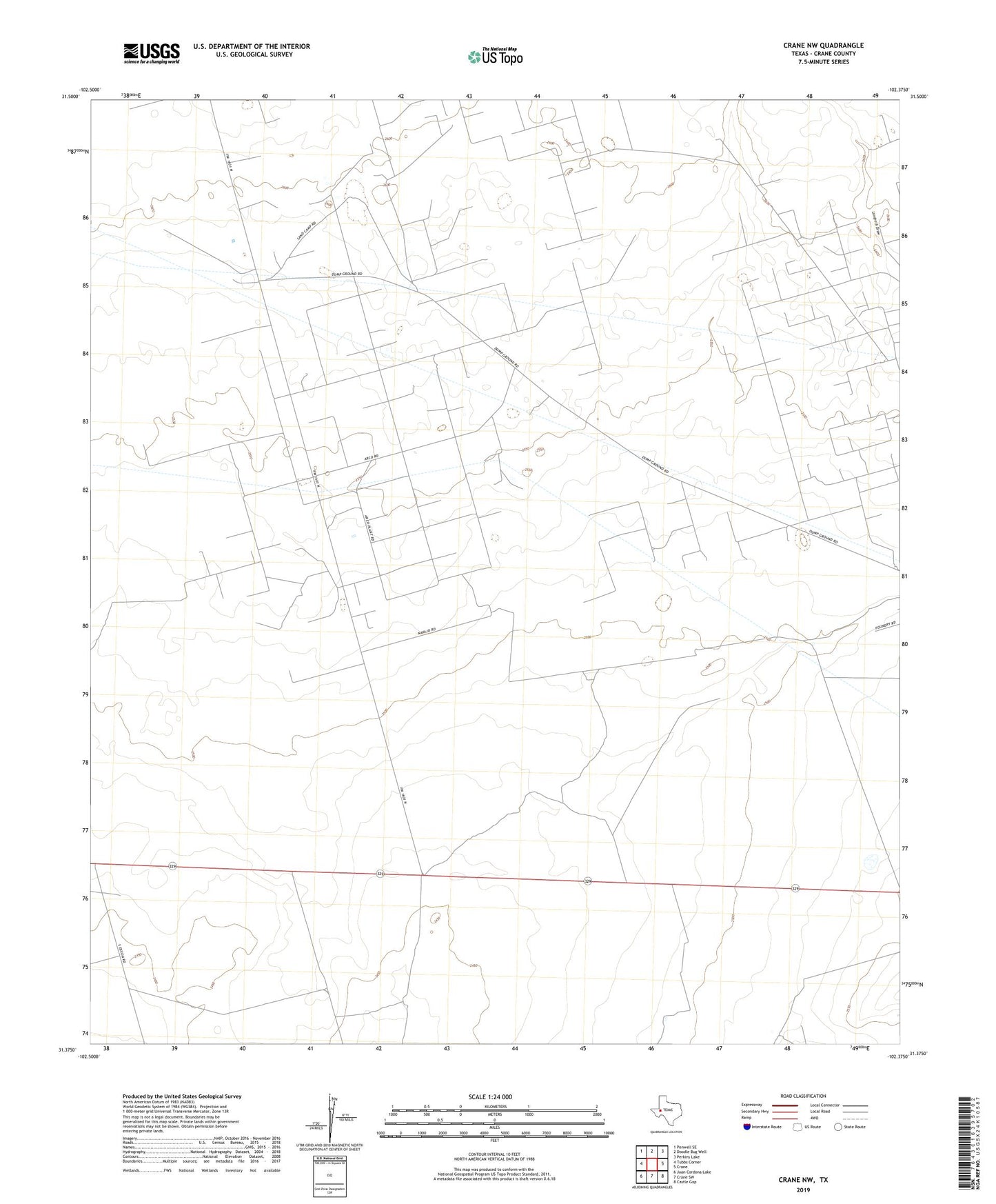 Crane NW Texas US Topo Map Image