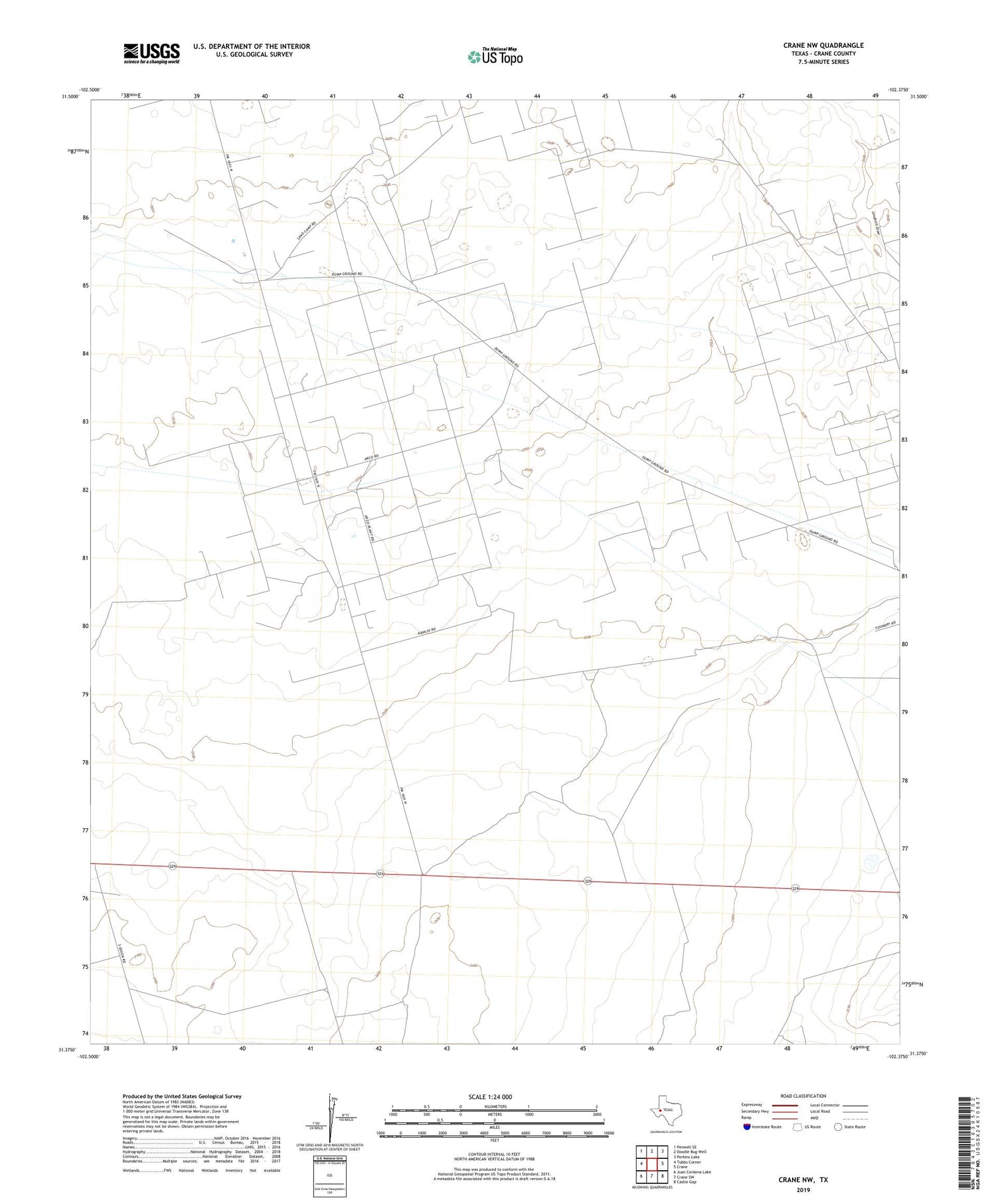 Crane NW Texas US Topo Map Image