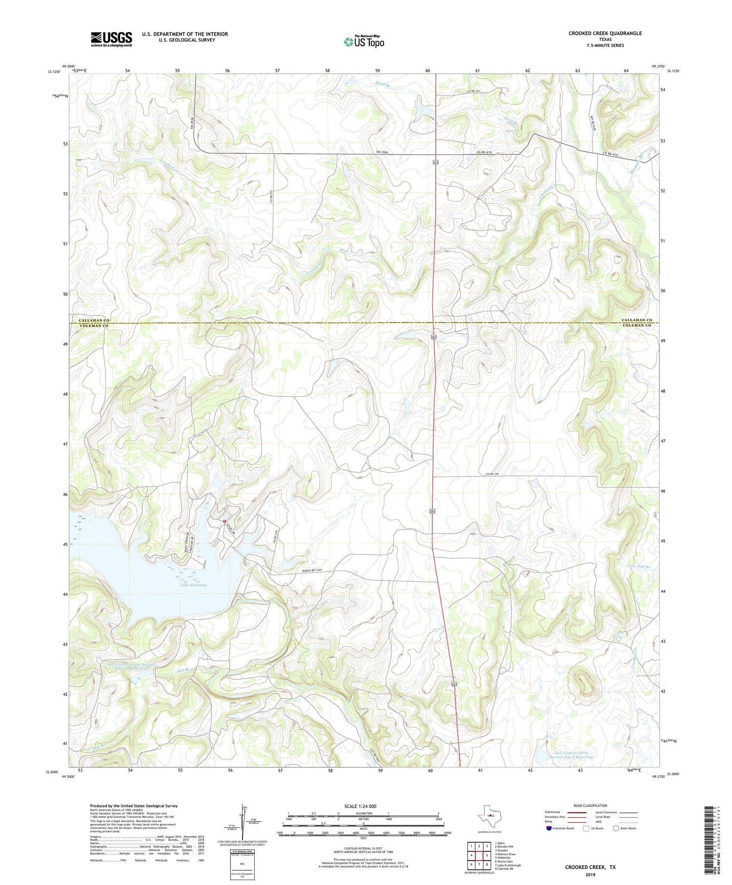 Crooked Creek Texas US Topo Map Image