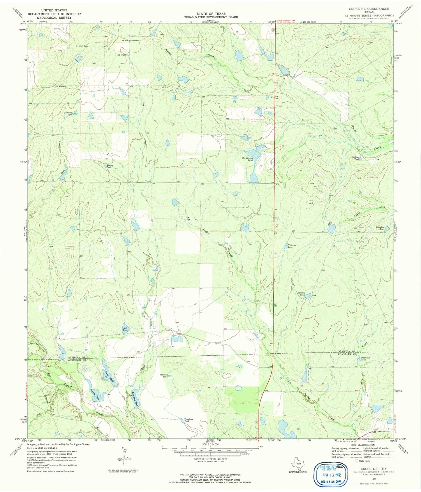 Classic USGS Cross NE Texas 7.5'x7.5' Topo Map Image