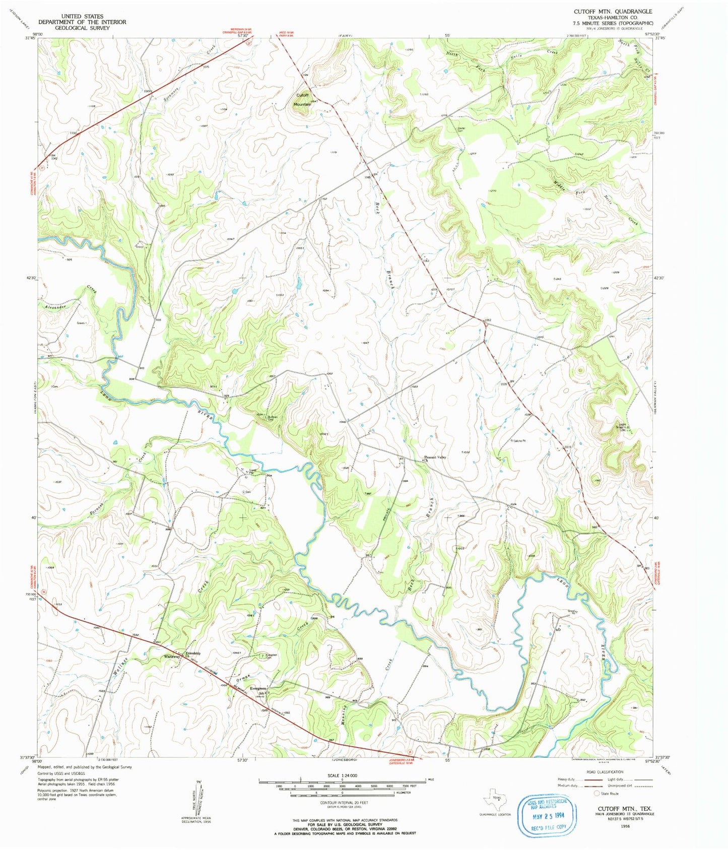 Classic USGS Cutoff Mountain Texas 7.5'x7.5' Topo Map Image