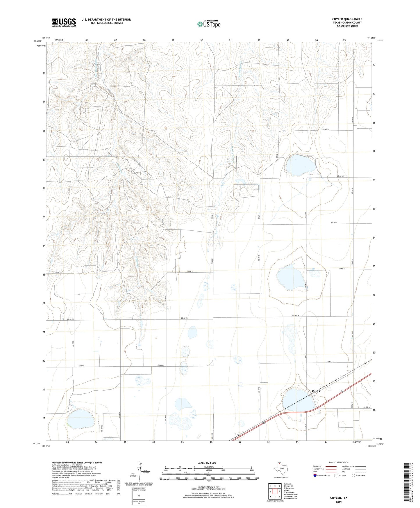 Cuyler Texas US Topo Map Image