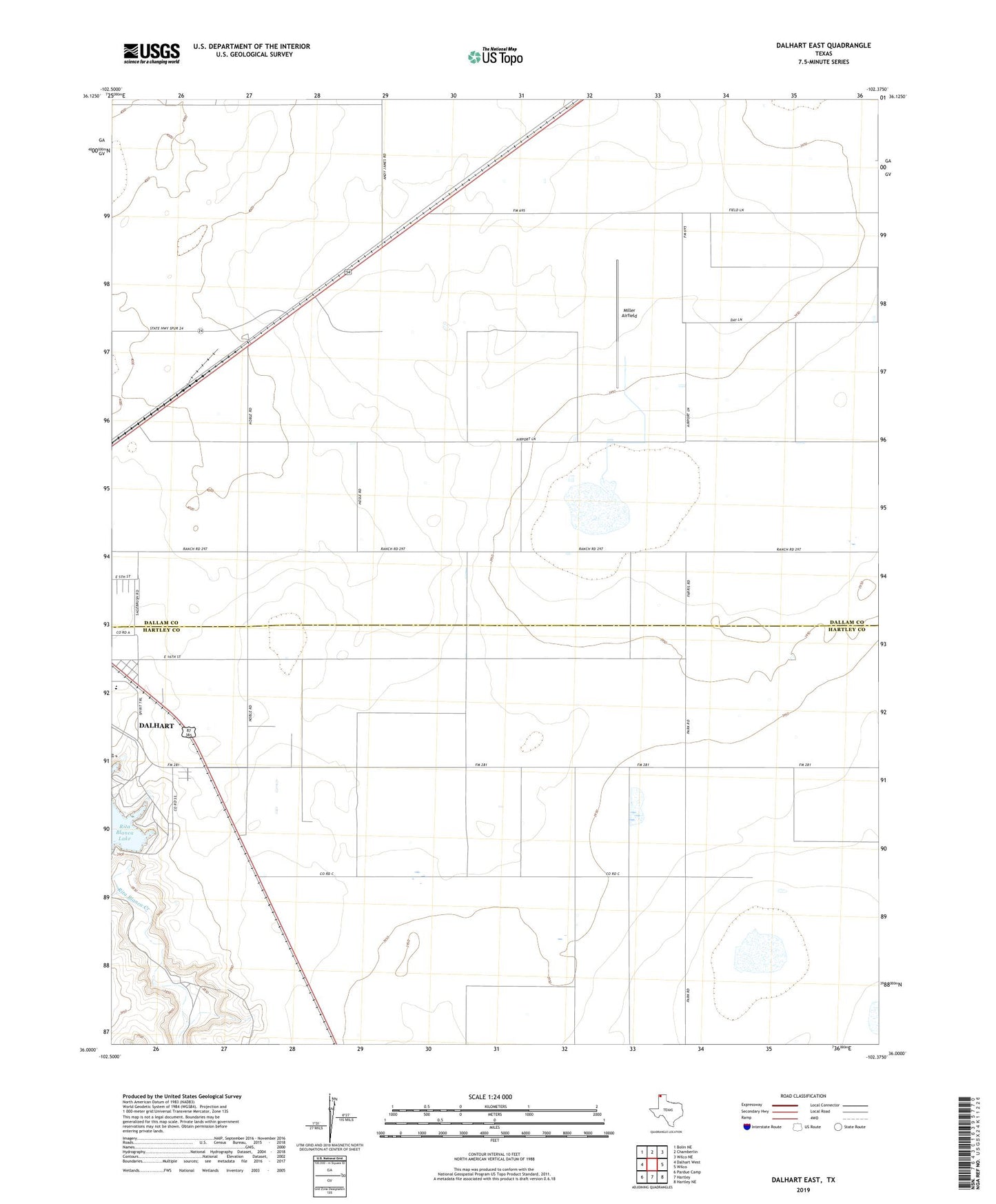 Dalhart East Texas US Topo Map Image