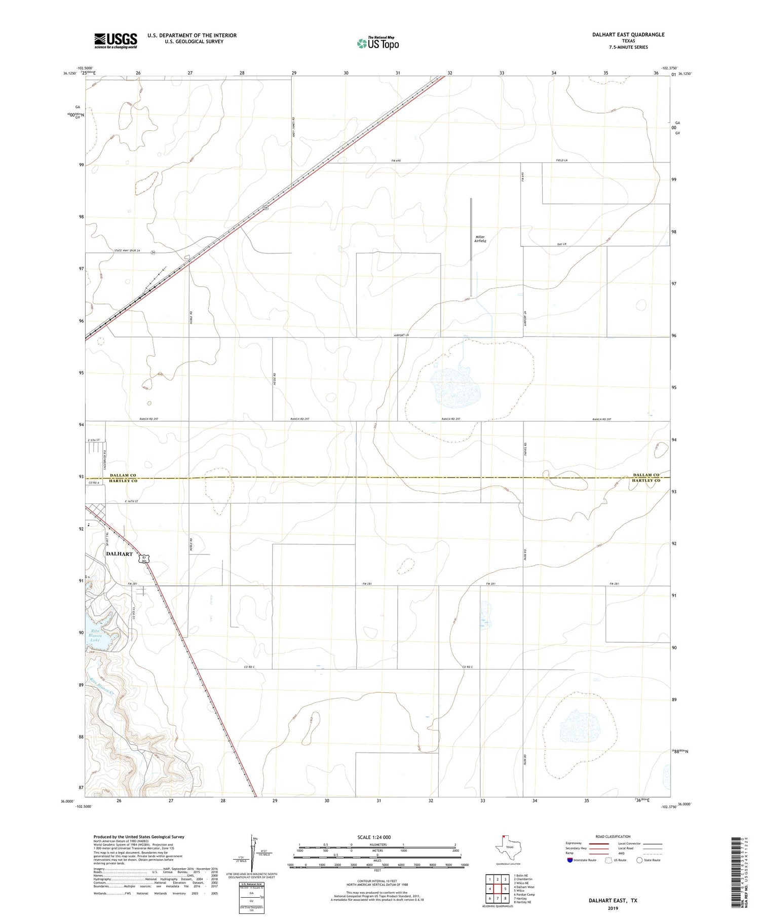 Dalhart East Texas US Topo Map Image