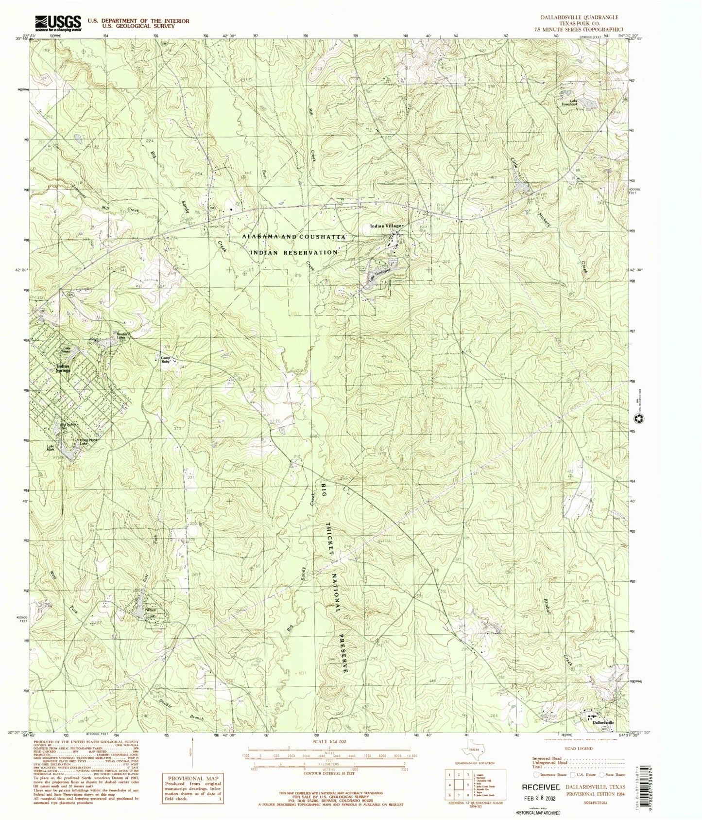 Classic USGS Dallardsville Texas 7.5'x7.5' Topo Map Image