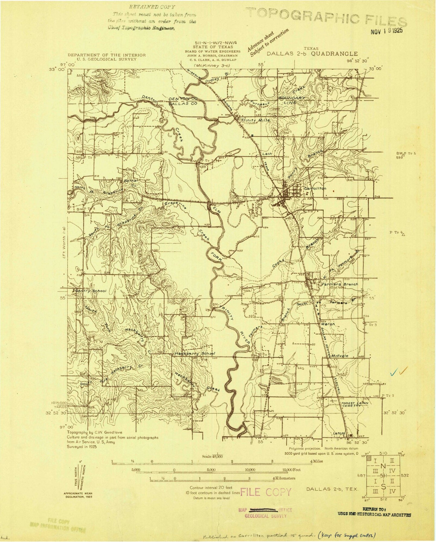 Classic USGS Carrollton Texas 7.5'x7.5' Topo Map Image