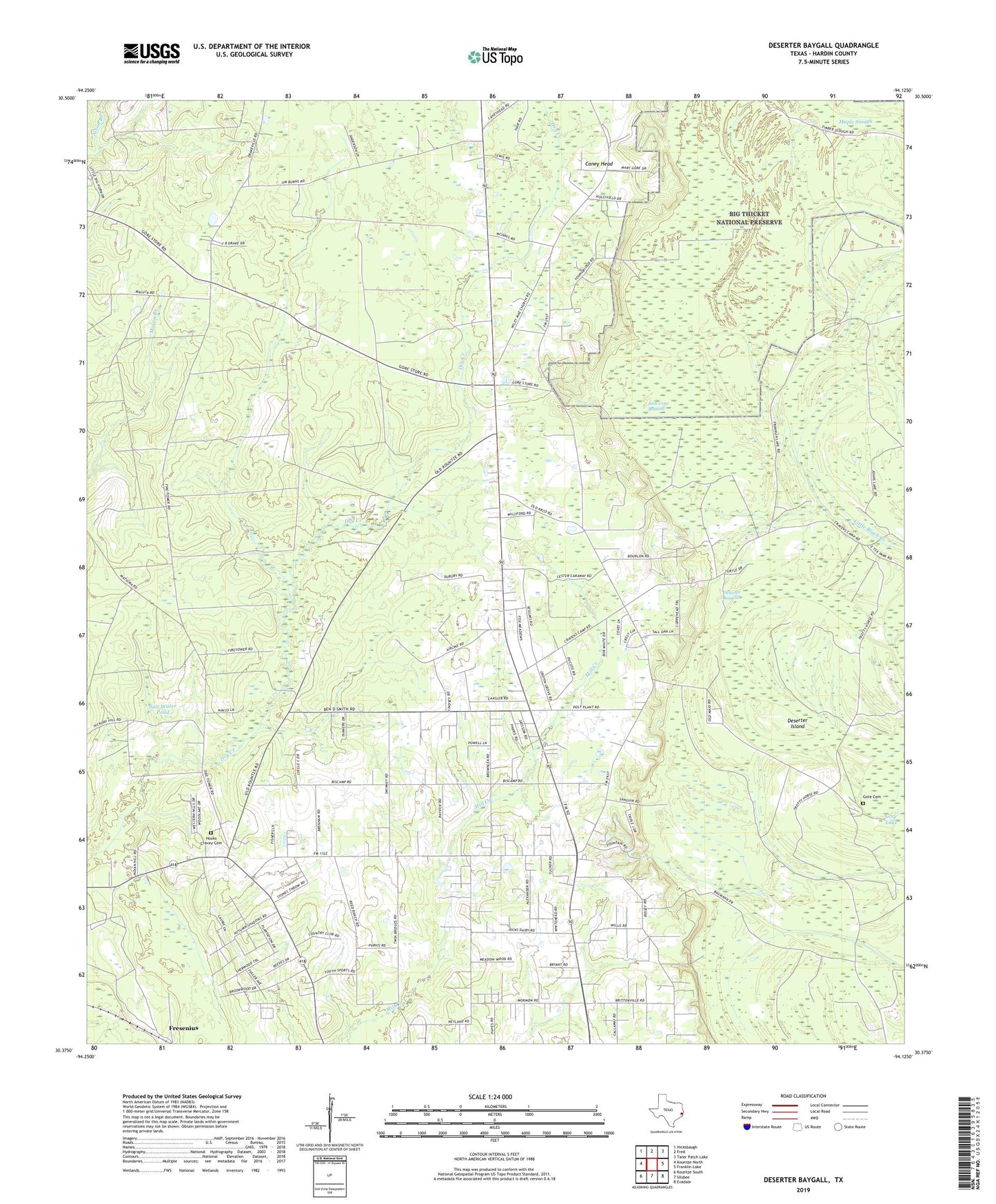 Deserter Baygall Texas US Topo Map Image