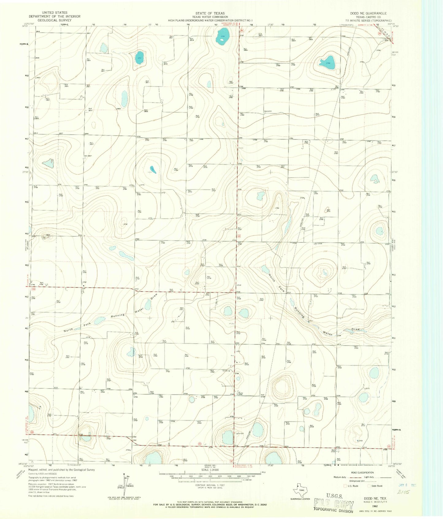Classic USGS Dodd NE Texas 7.5'x7.5' Topo Map Image