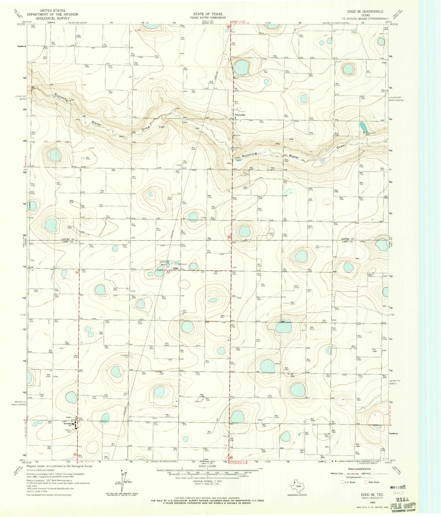 Classic USGS Dodd SE Texas 7.5'x7.5' Topo Map Image