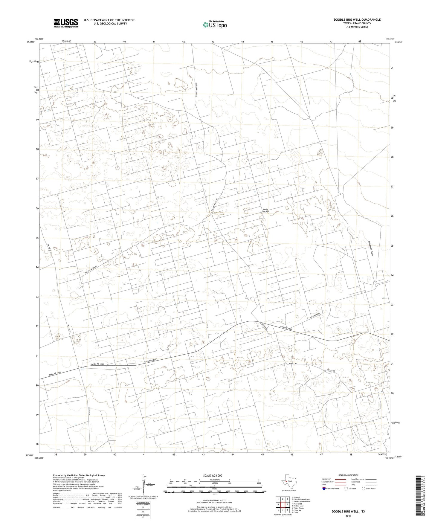 Doodle Bug Well Texas US Topo Map Image