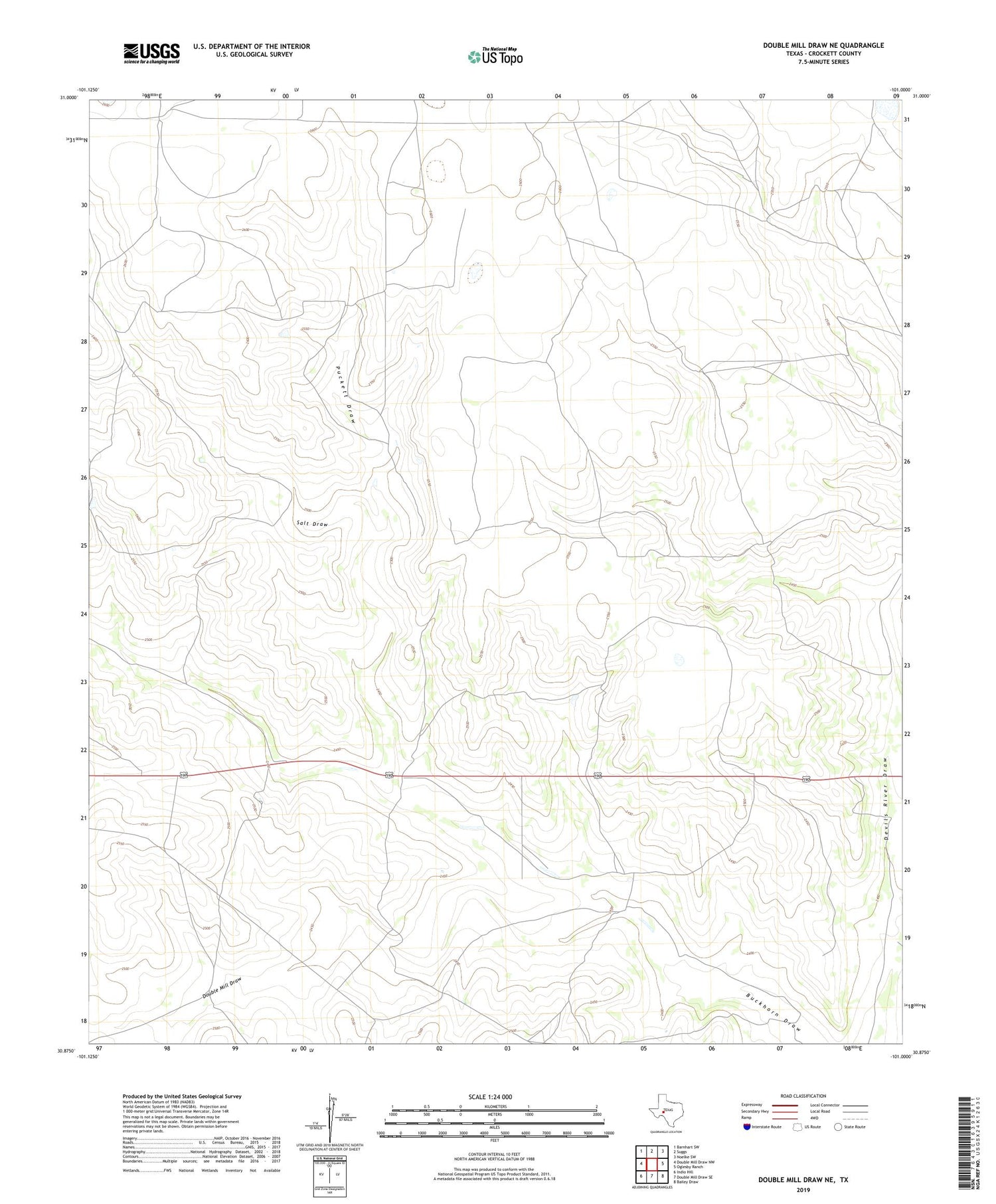 Double Mill Draw NE Texas US Topo Map Image