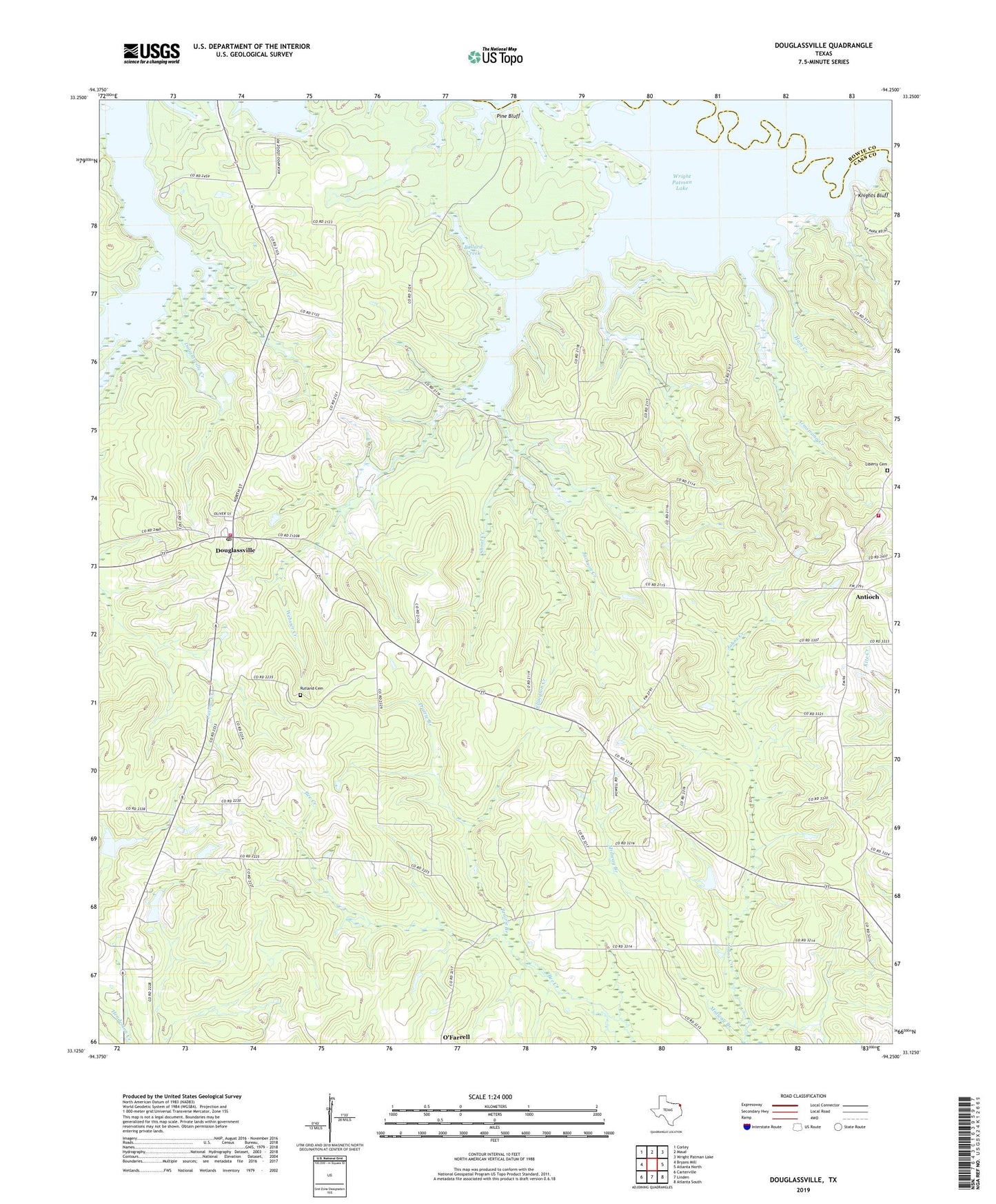 Douglassville Texas US Topo Map Image