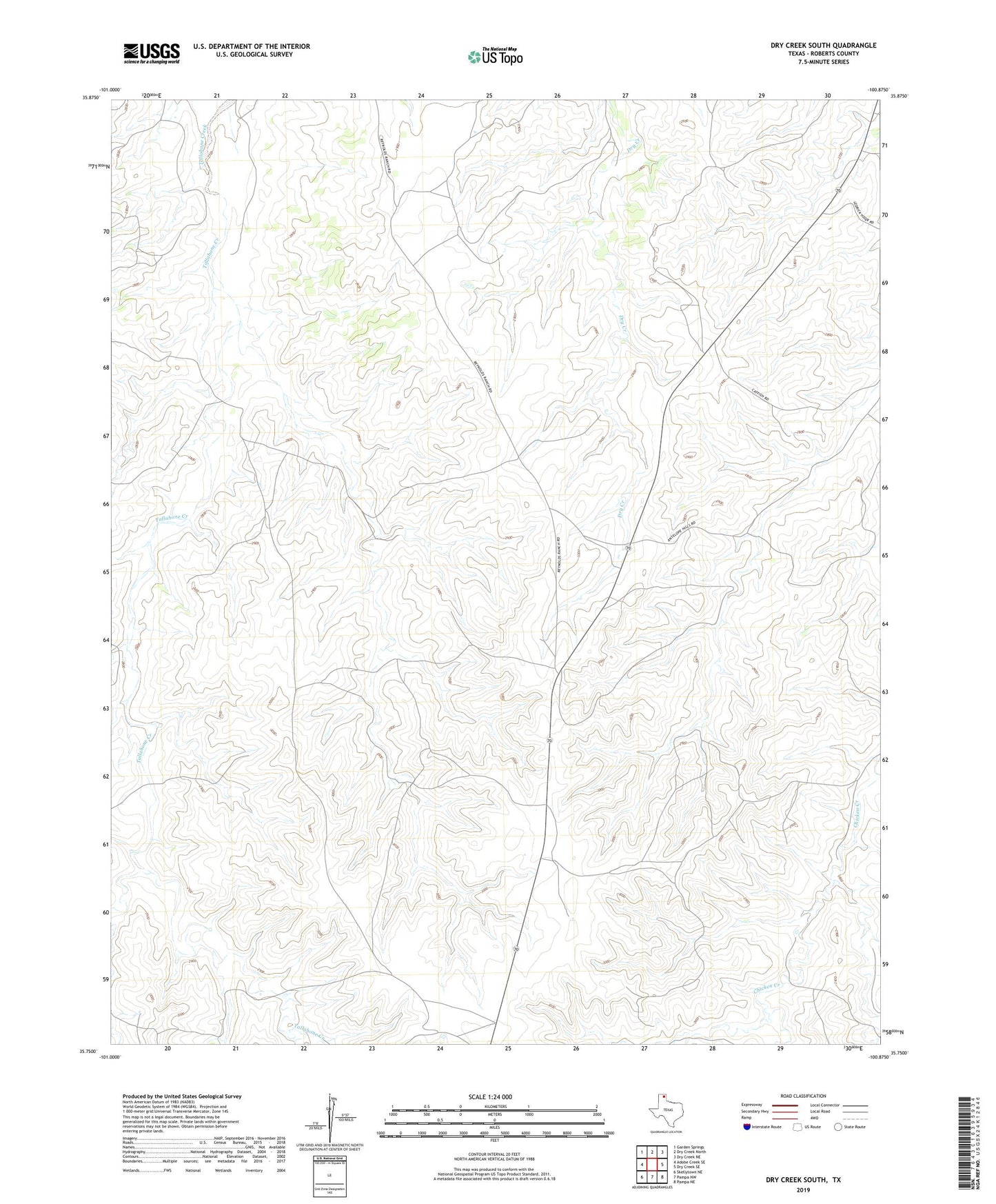 Dry Creek South Texas US Topo Map Image