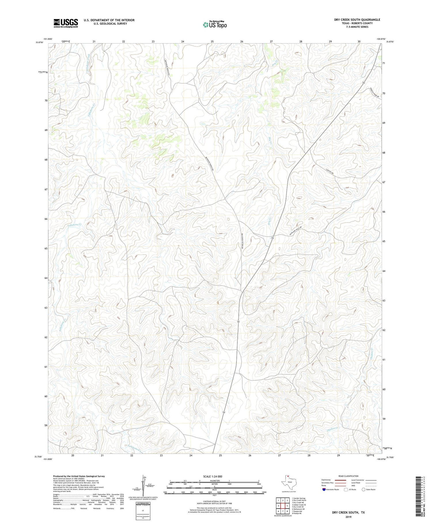 Dry Creek South Texas US Topo Map Image