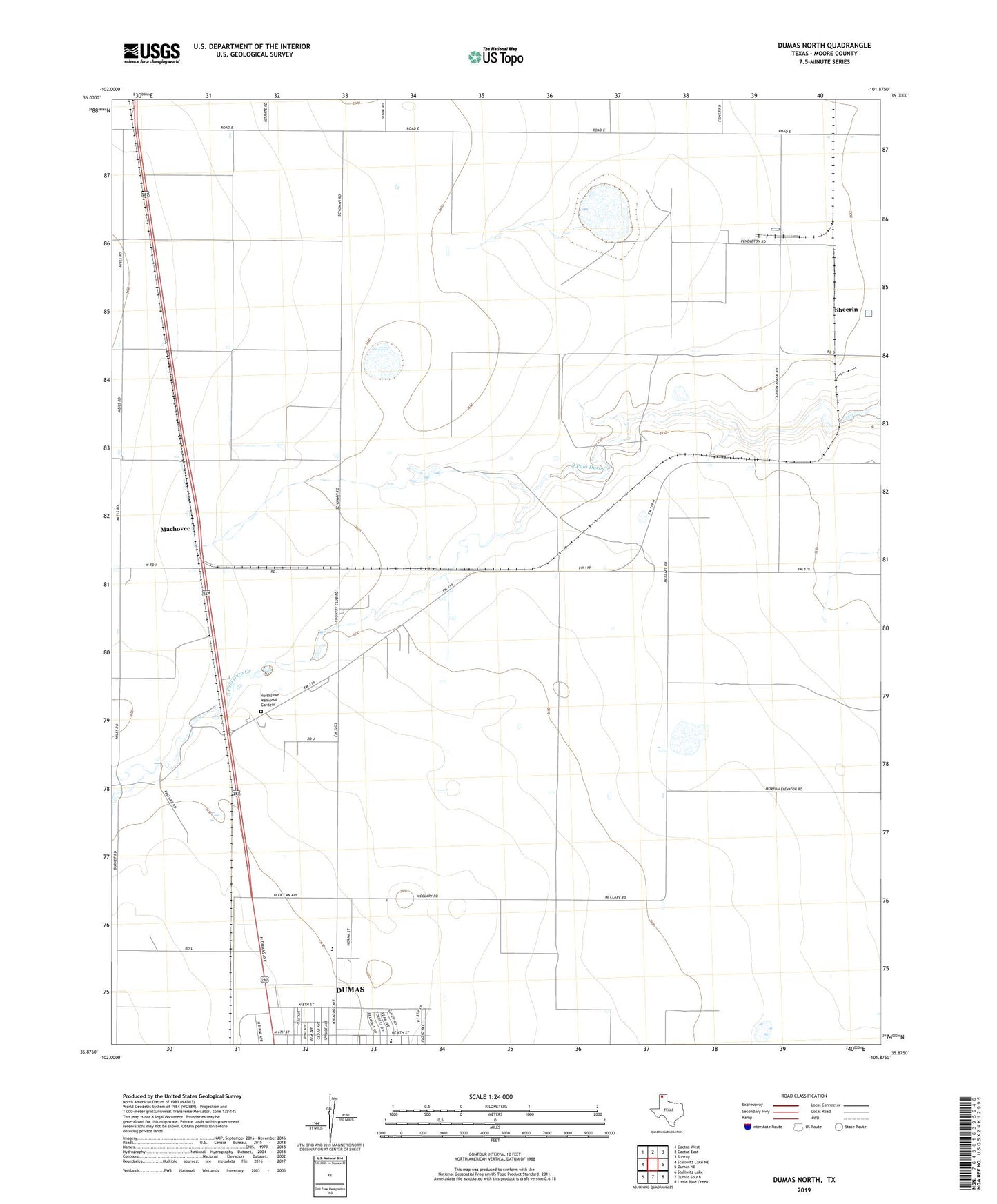 Dumas North Texas US Topo Map Image