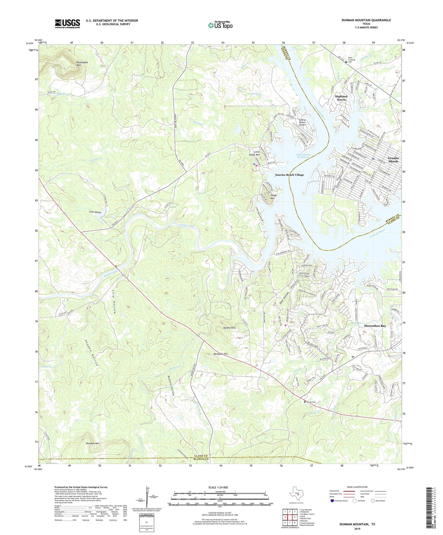 Dunman Mountain Texas US Topo Map Image
