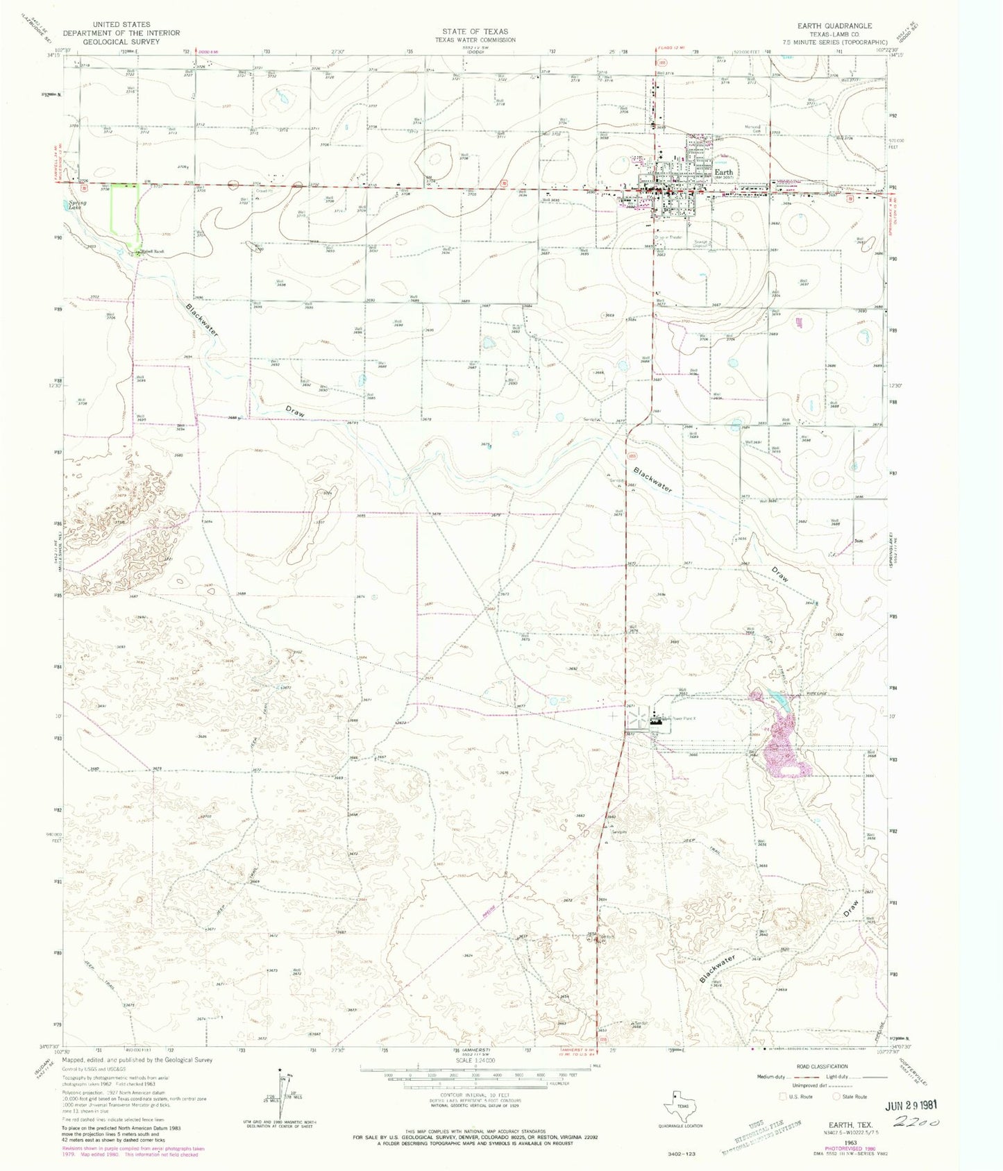 Classic USGS Earth Texas 7.5'x7.5' Topo Map Image