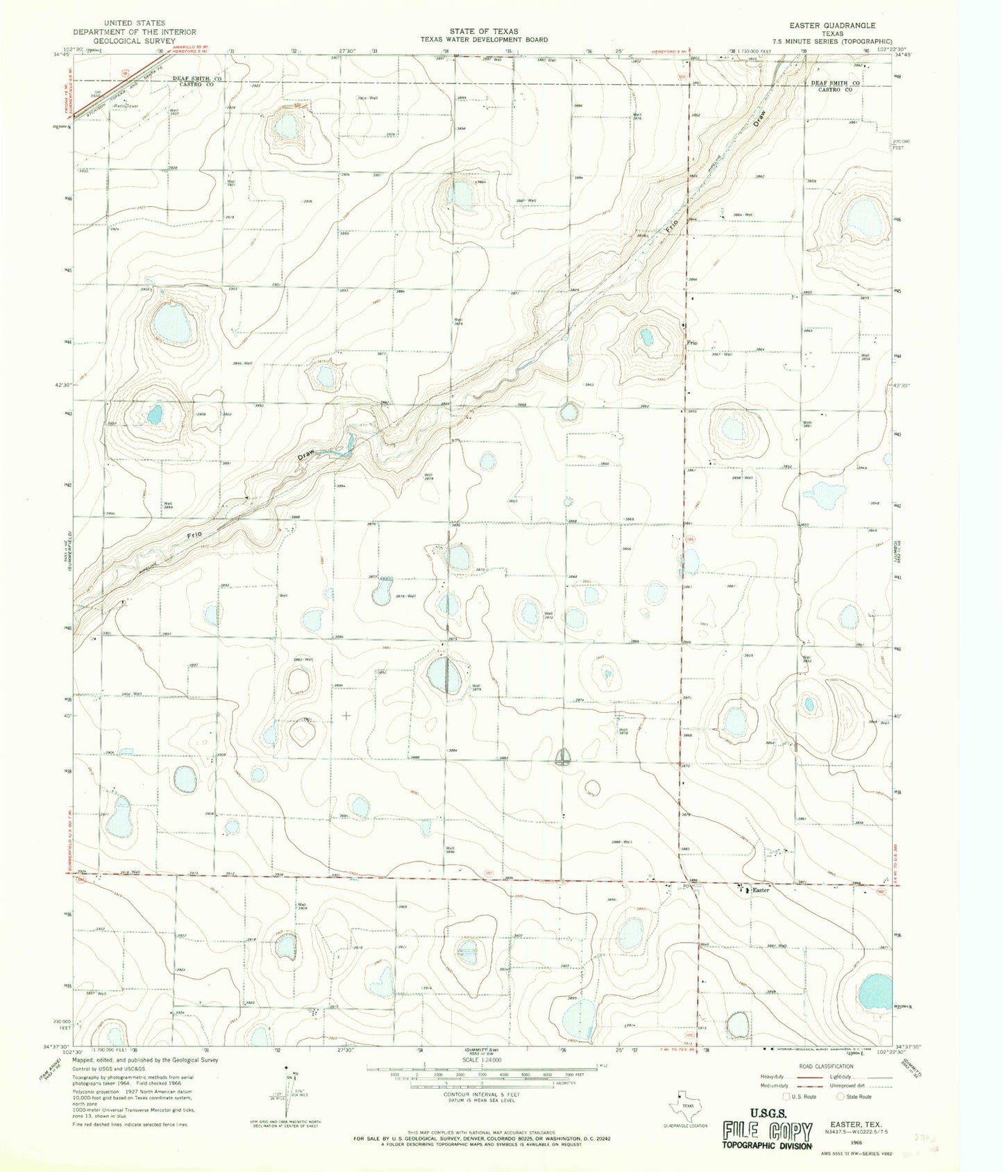 Classic USGS Easter Texas 7.5'x7.5' Topo Map Image
