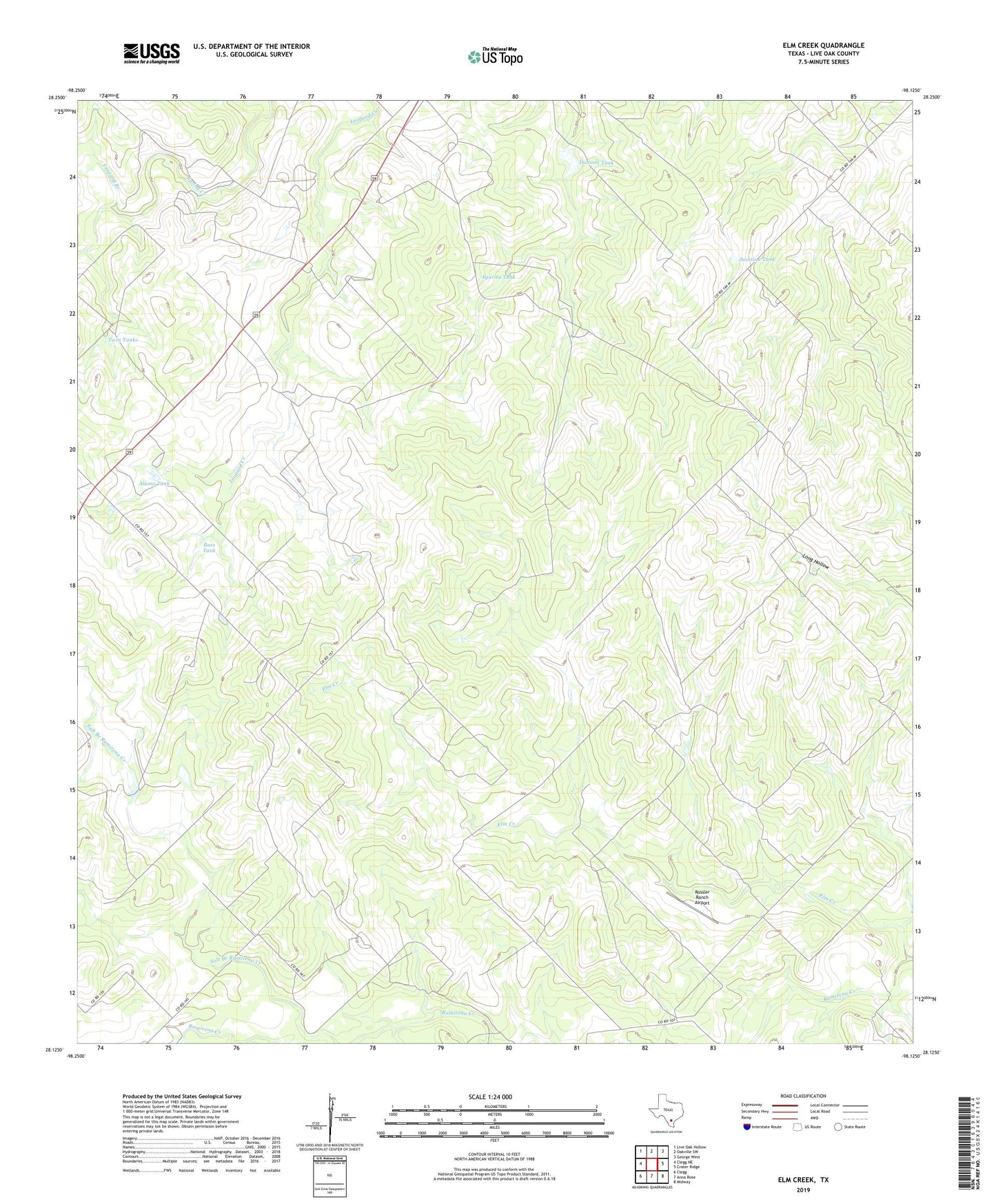 Elm Creek Texas US Topo Map Image