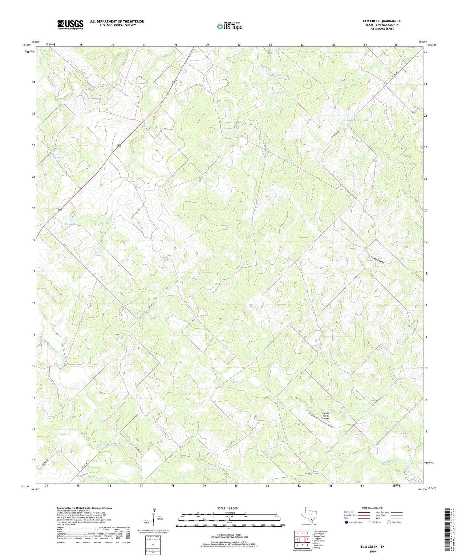 Elm Creek Texas US Topo Map Image