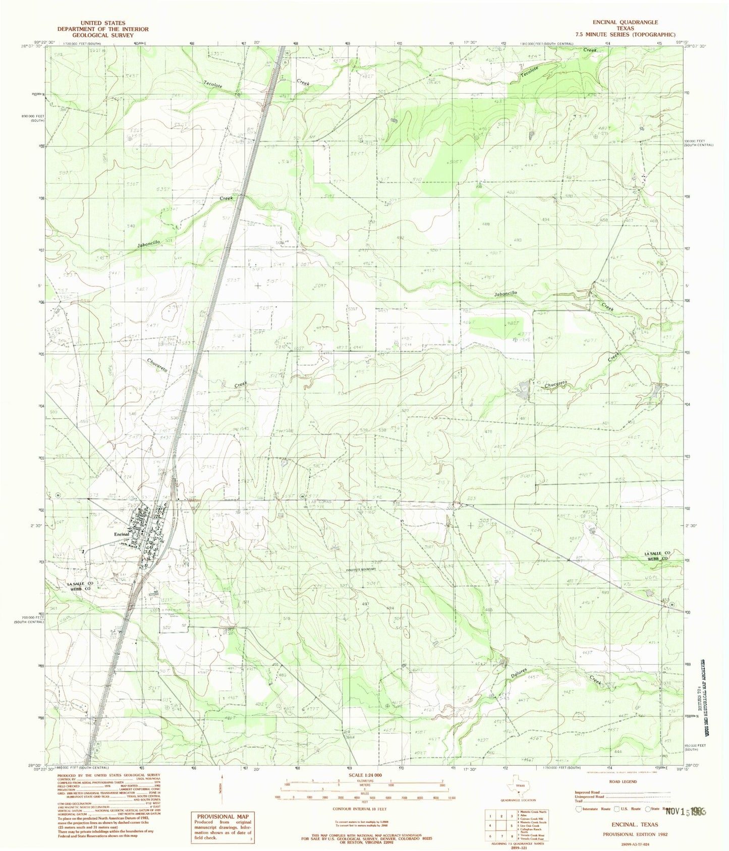 Classic USGS Encinal Texas 7.5'x7.5' Topo Map Image