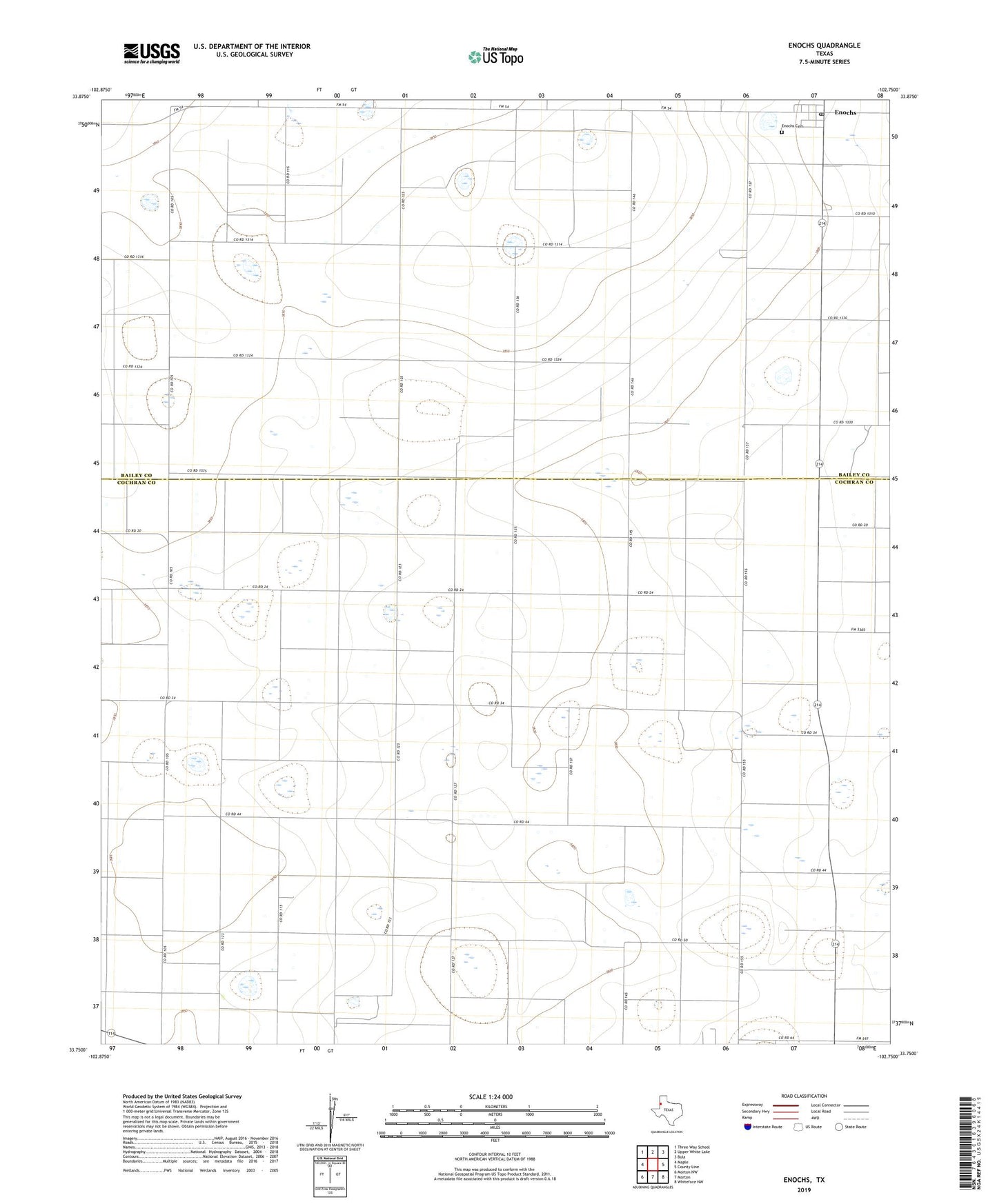Enochs Texas US Topo Map Image