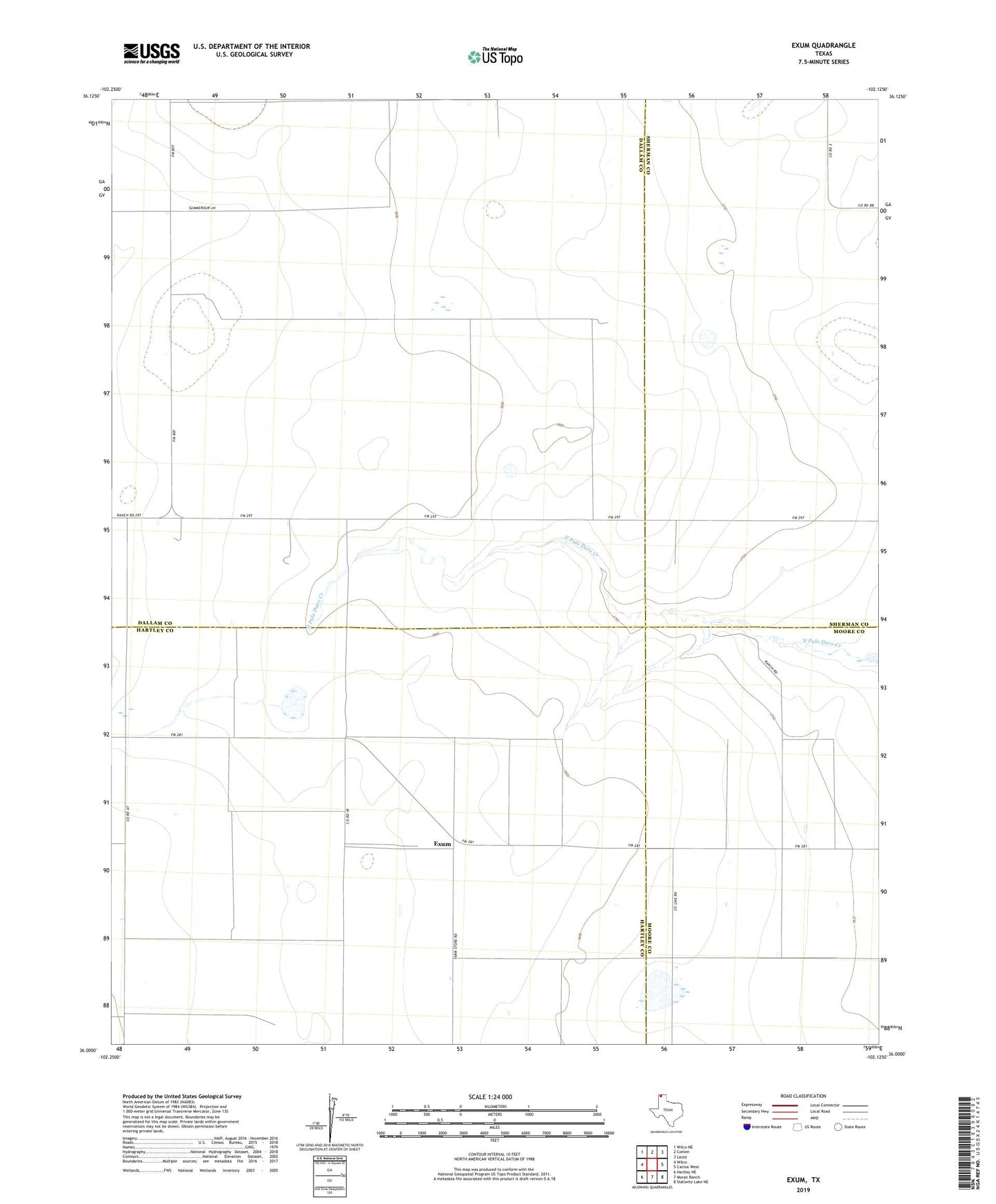 Exum Texas US Topo Map Image