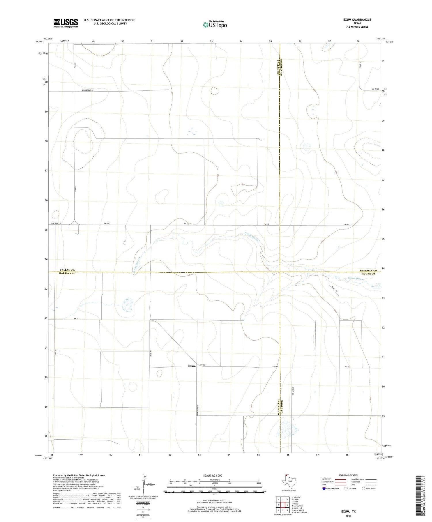 Exum Texas US Topo Map Image