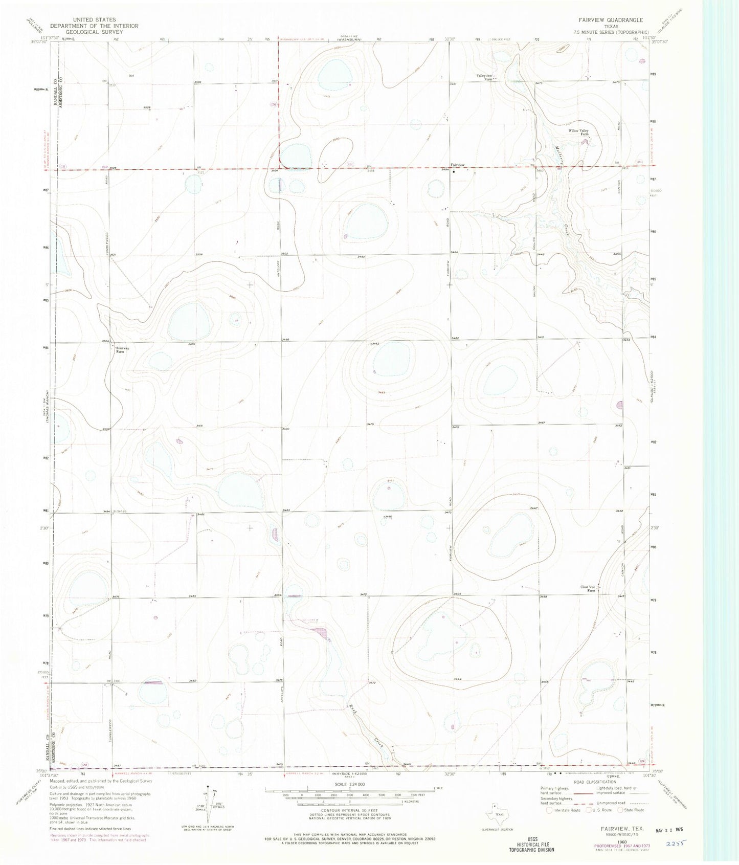 Classic USGS Fairview Texas 7.5'x7.5' Topo Map Image
