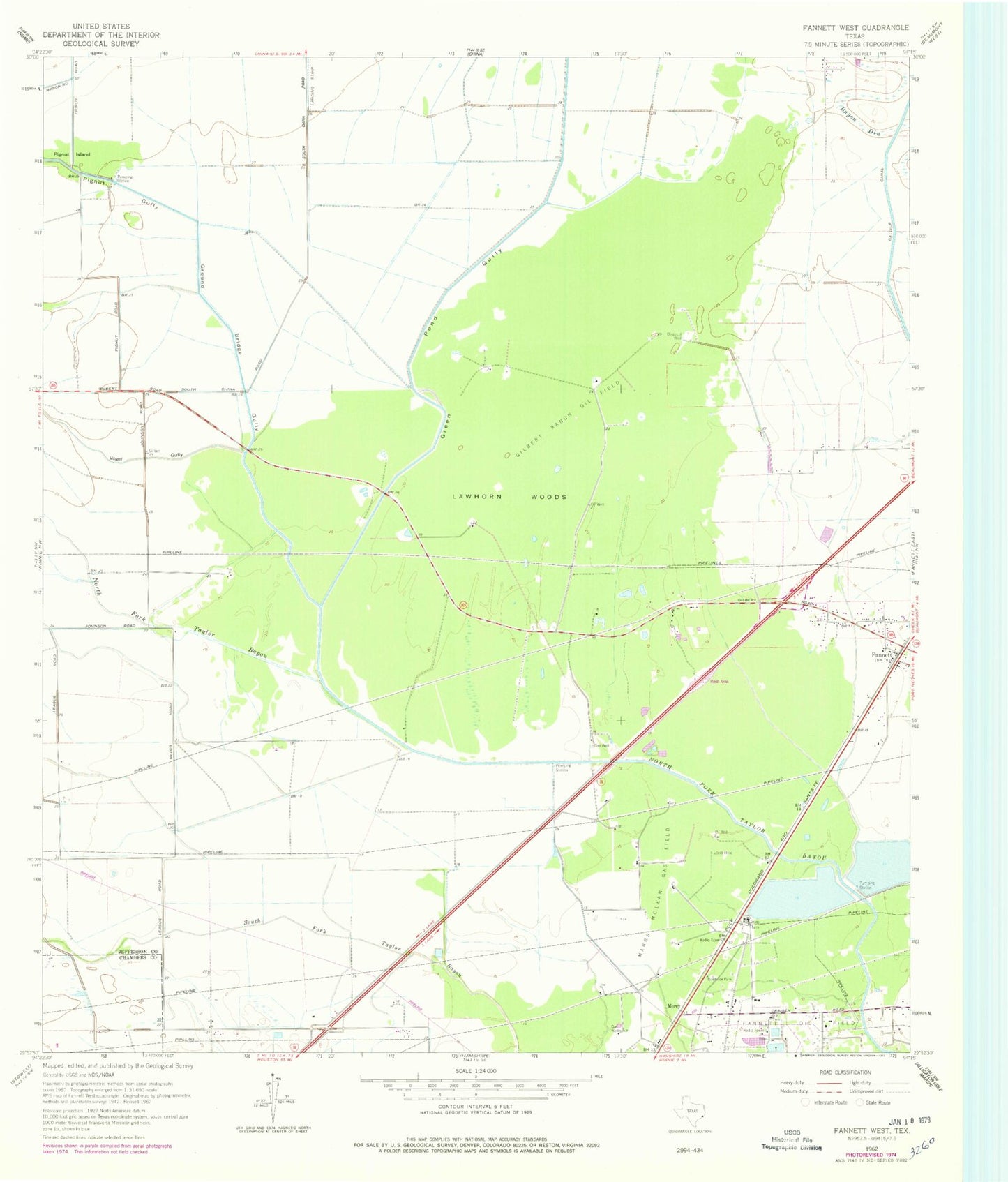 Classic USGS Fannett West Texas 7.5'x7.5' Topo Map Image