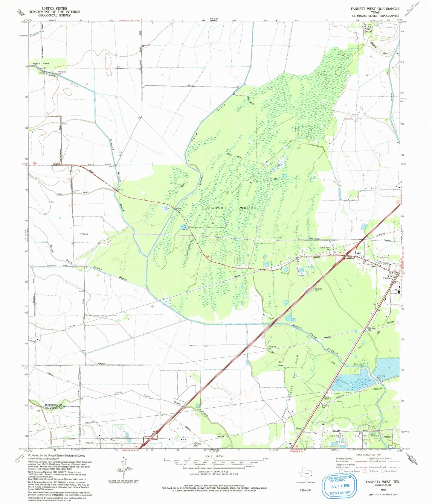 Classic USGS Fannett West Texas 7.5'x7.5' Topo Map Image