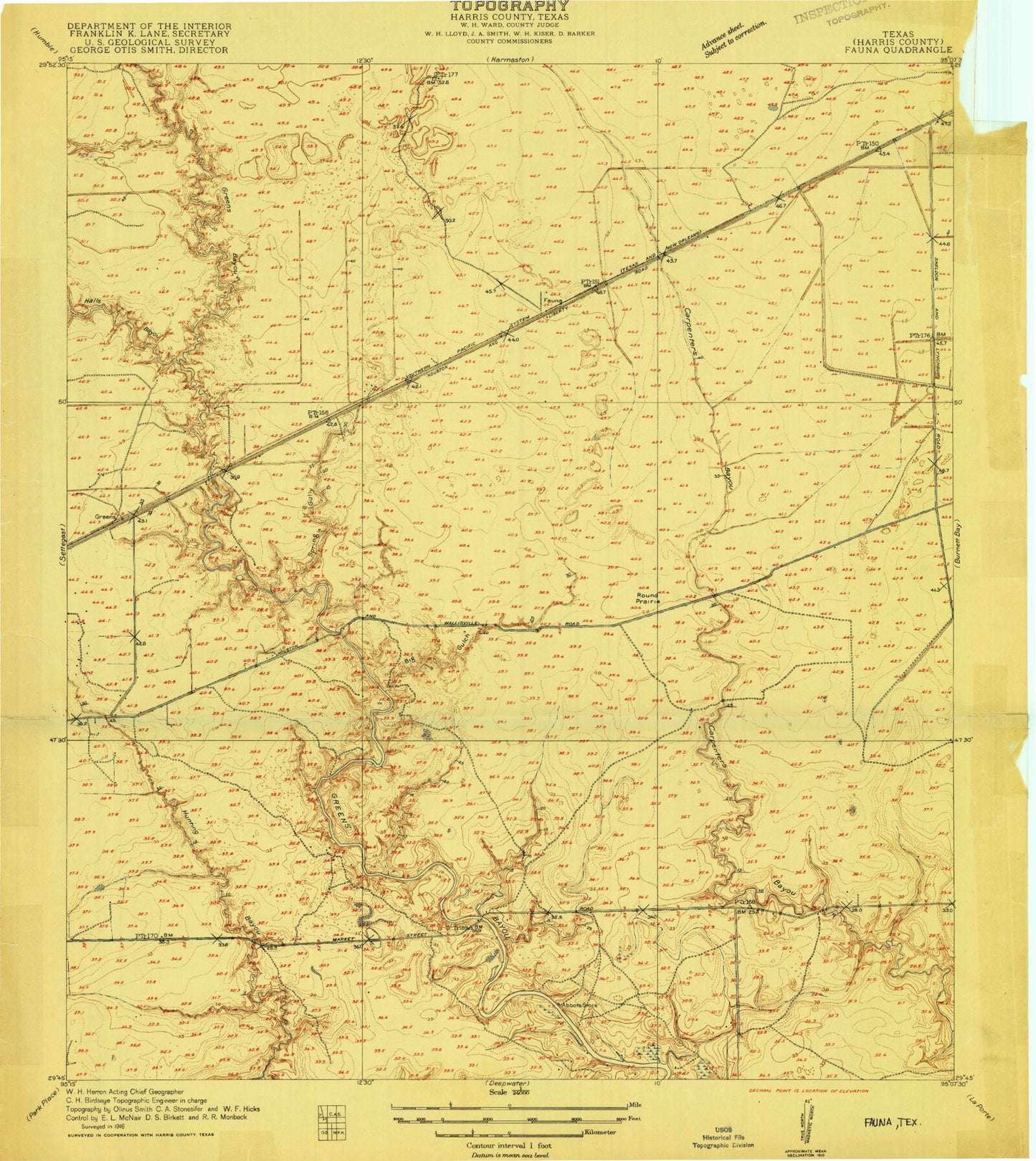 Classic USGS Jacinto City Texas 7.5'x7.5' Topo Map Image