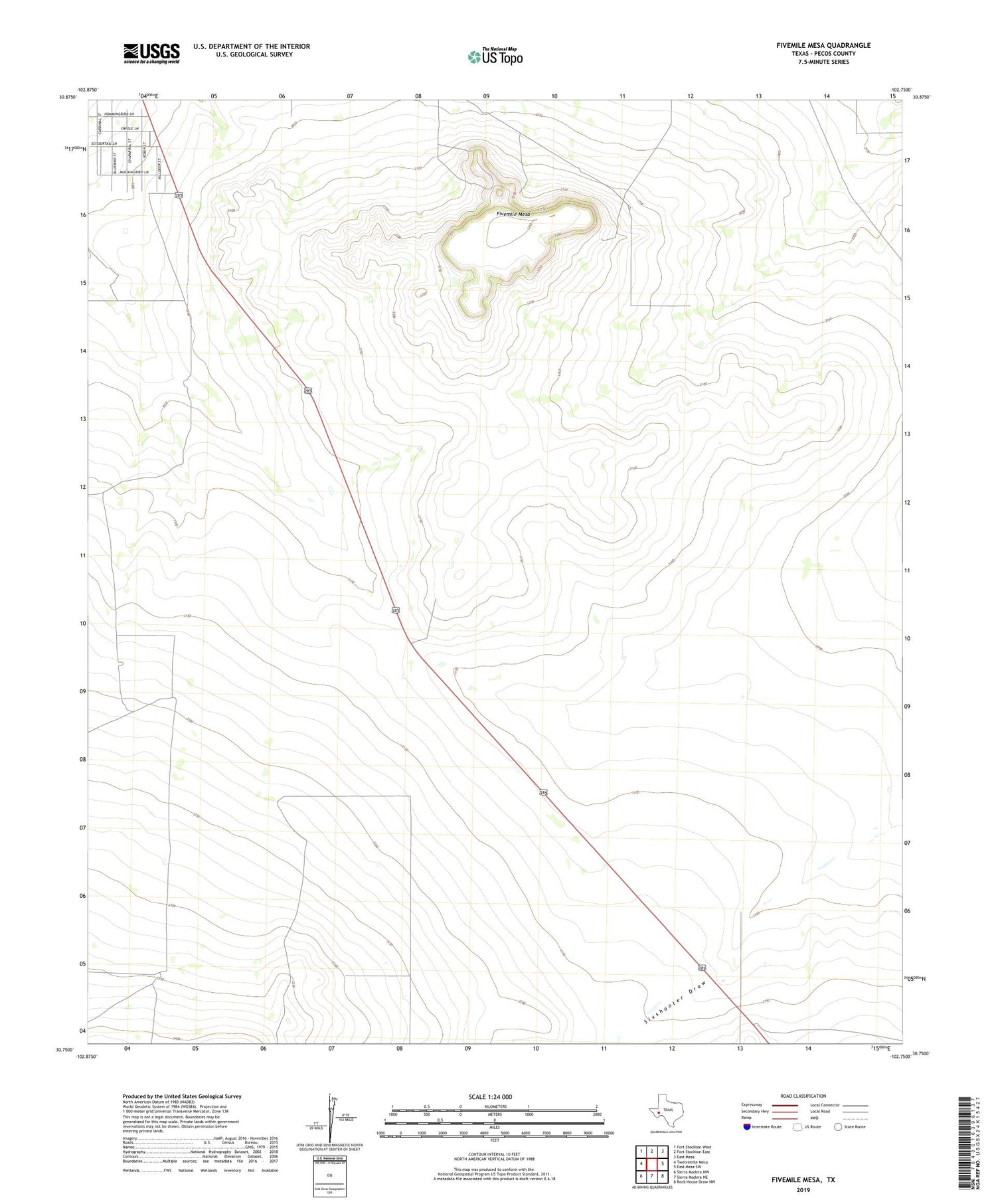 Fivemile Mesa Texas US Topo Map Image