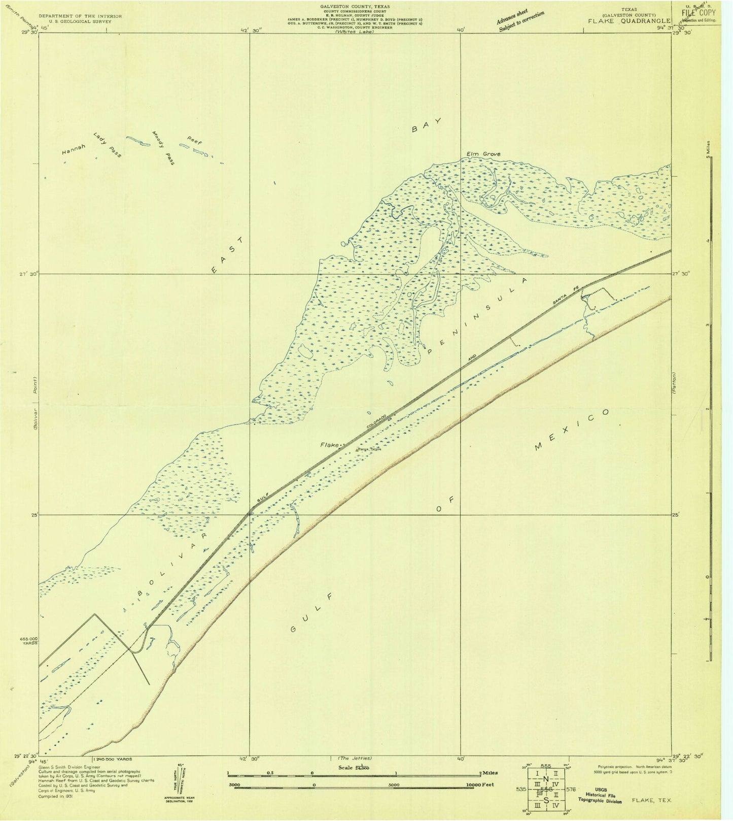 Classic USGS Flake Texas 7.5'x7.5' Topo Map Image