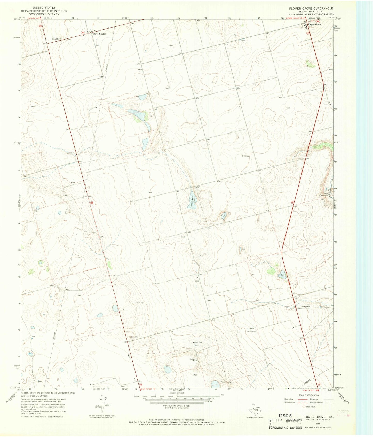Classic USGS Flower Grove Texas 7.5'x7.5' Topo Map Image