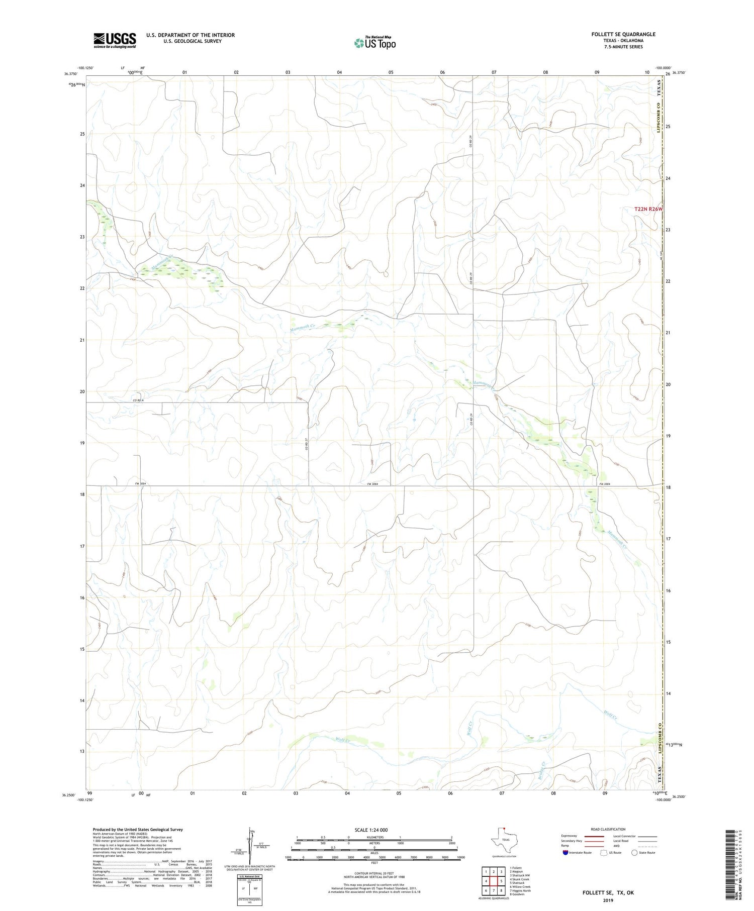 Follett SE Texas US Topo Map Image