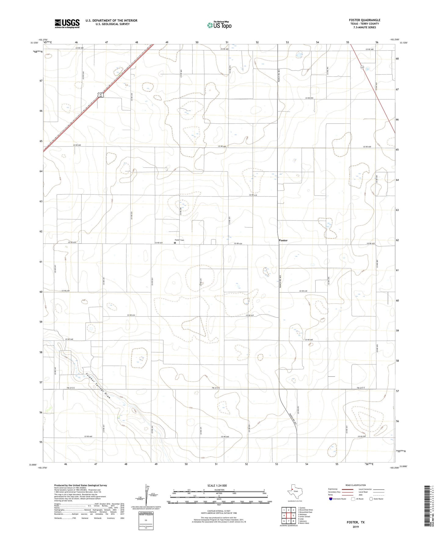 Foster Texas US Topo Map Image
