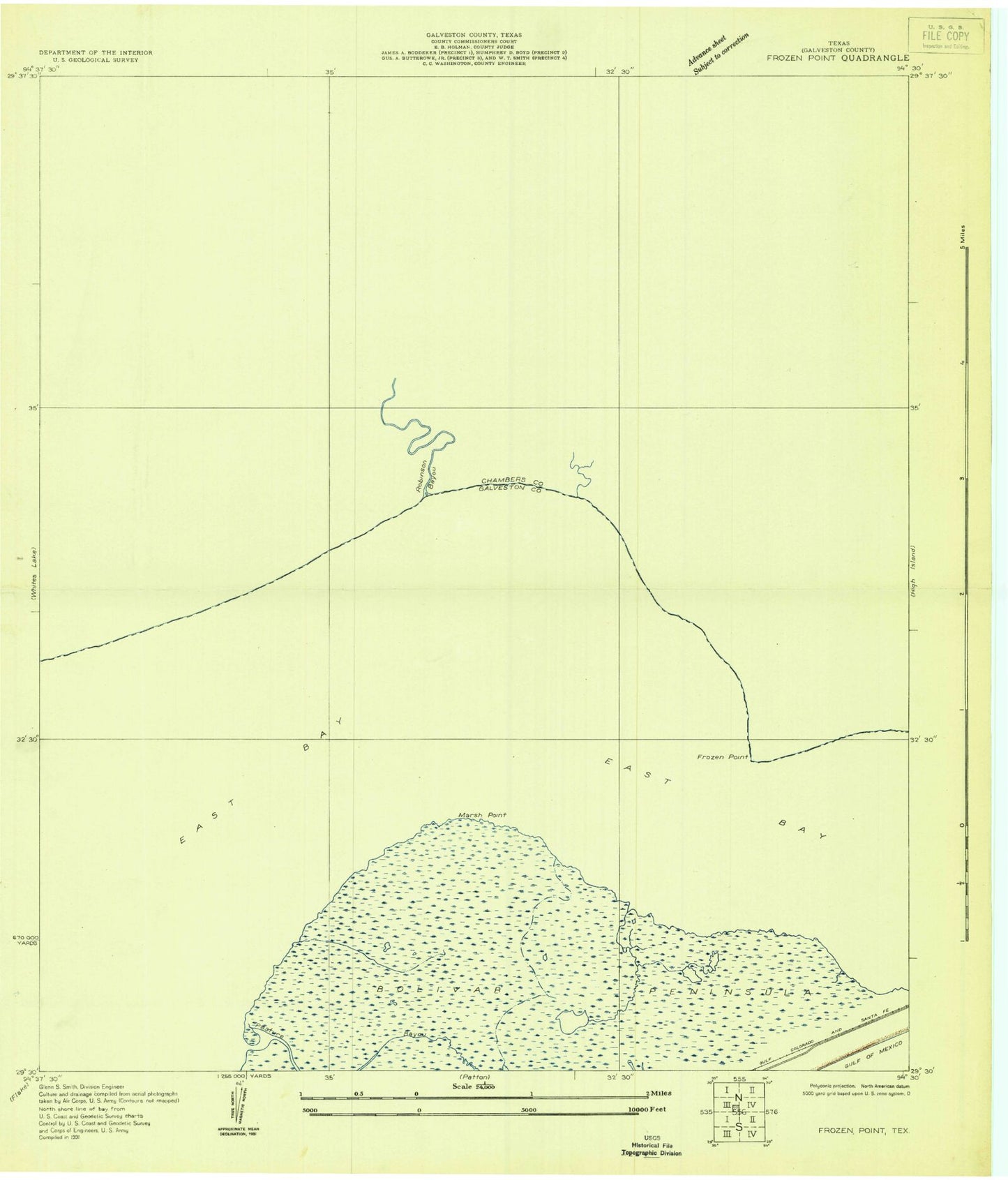 Classic USGS Frozen Point Texas 7.5'x7.5' Topo Map Image