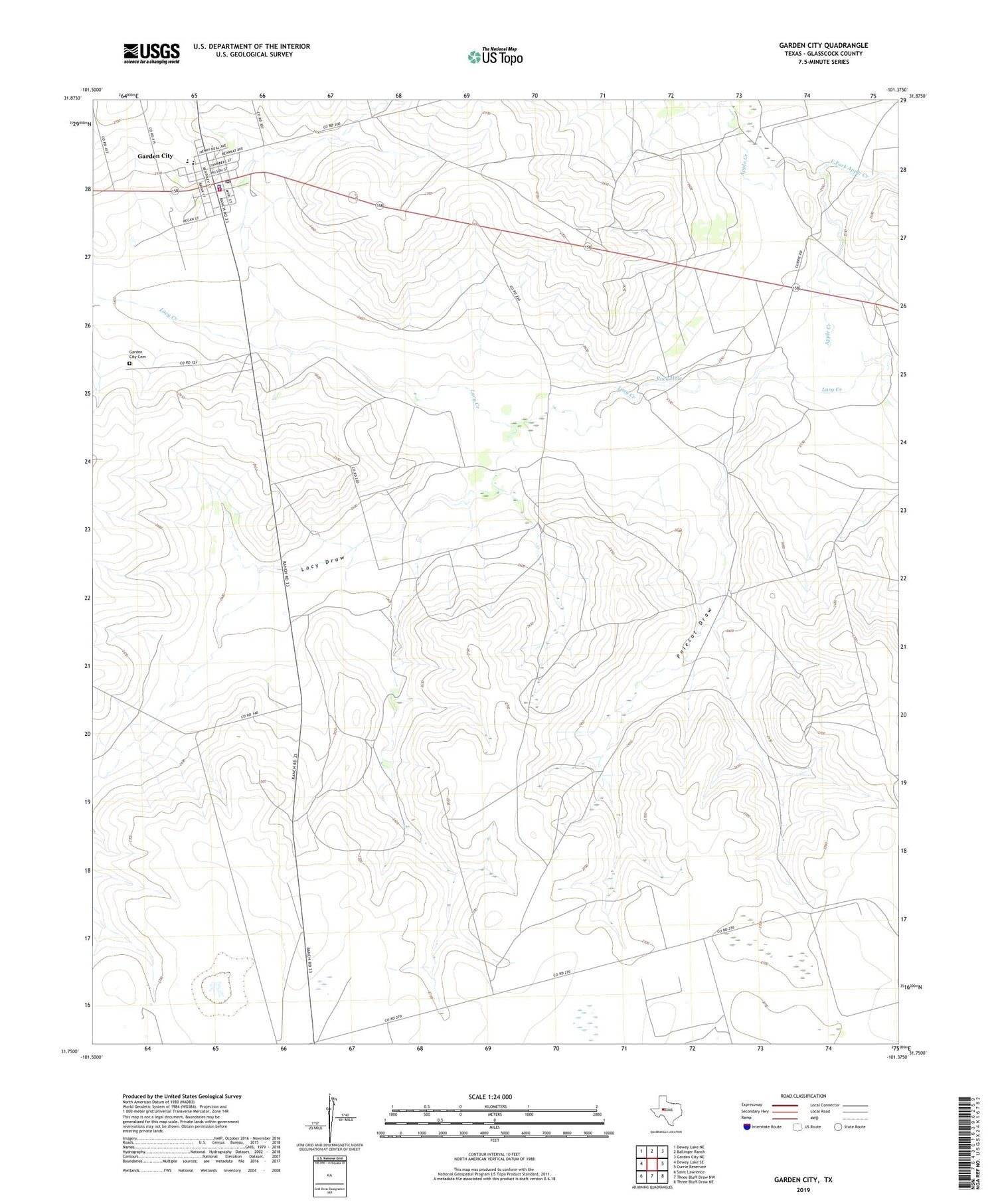 Garden City Texas US Topo Map Image