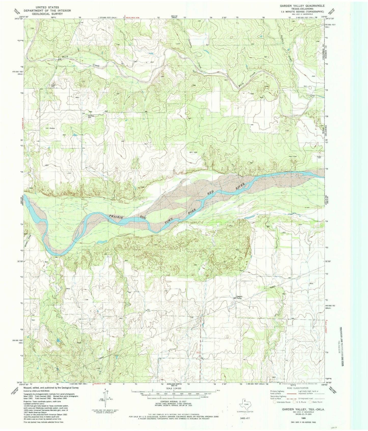 Classic USGS Garden Valley Texas 7.5'x7.5' Topo Map Image