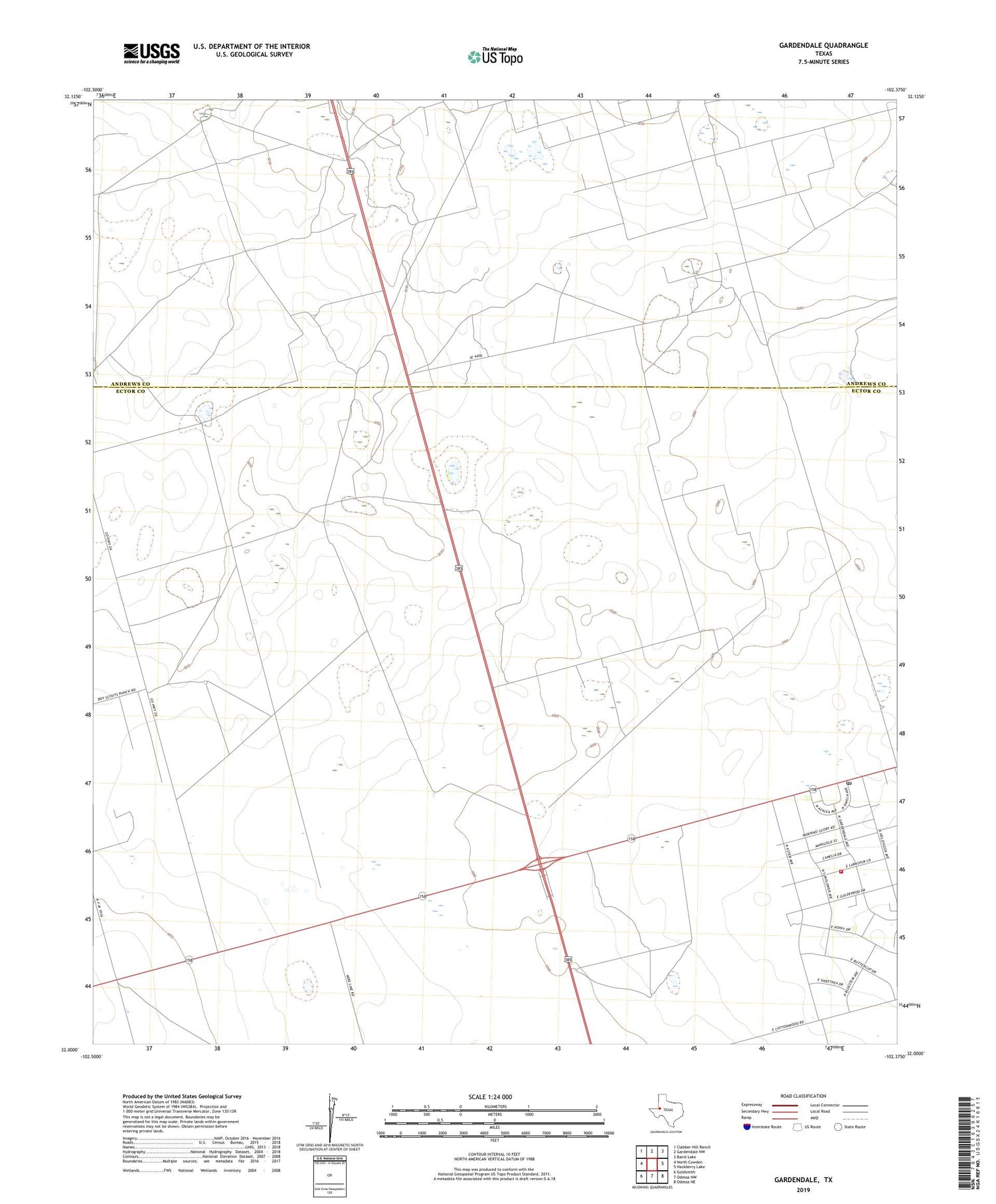 Gardendale Texas US Topo Map Image